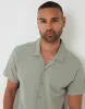 Sage Green Jersey Pique Revere Collar Short Sleeve Shirt sold by Threadbare