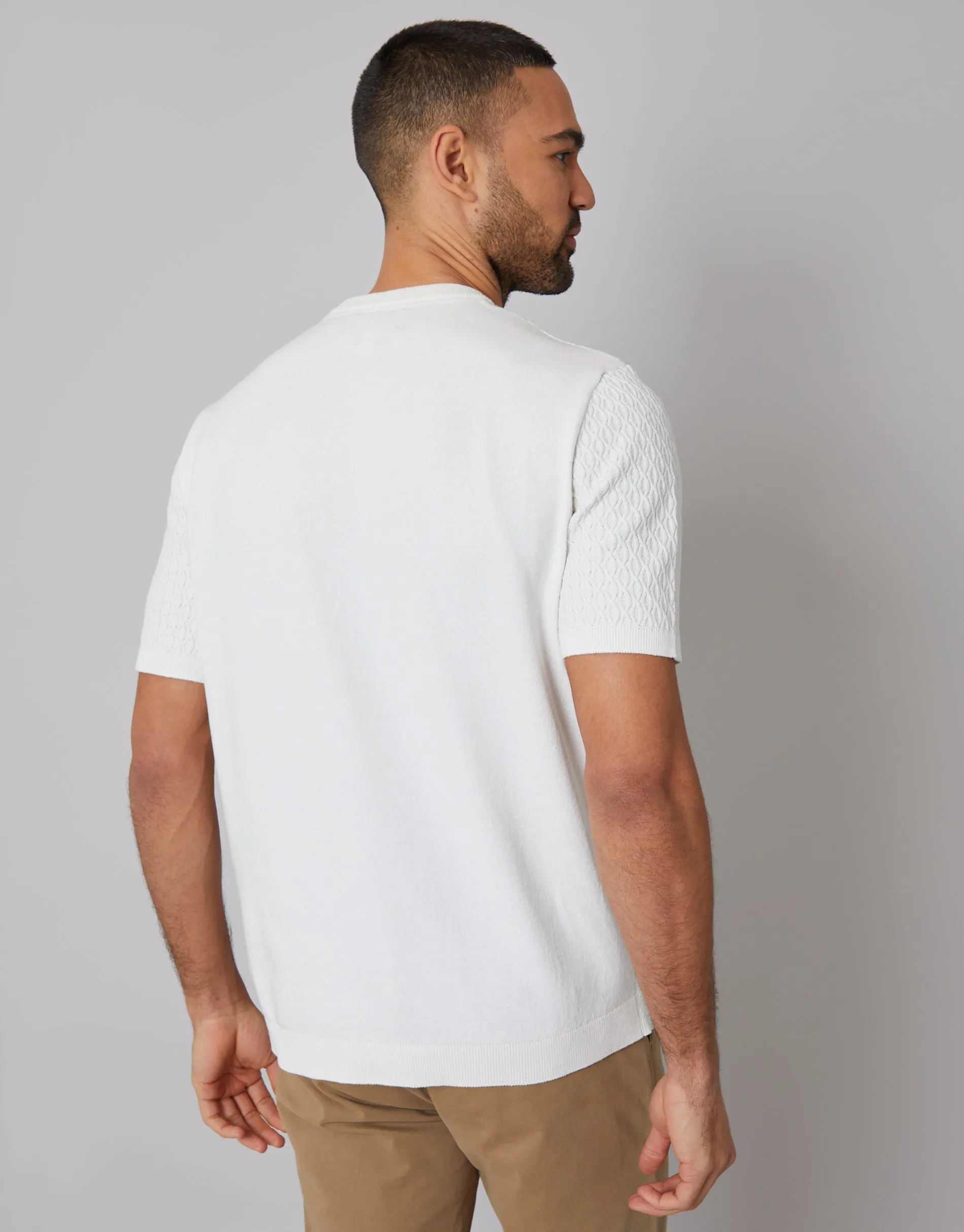 Ecru Mini Cable Knit T-Shirt sold by Threadbare product image thumbnail 2