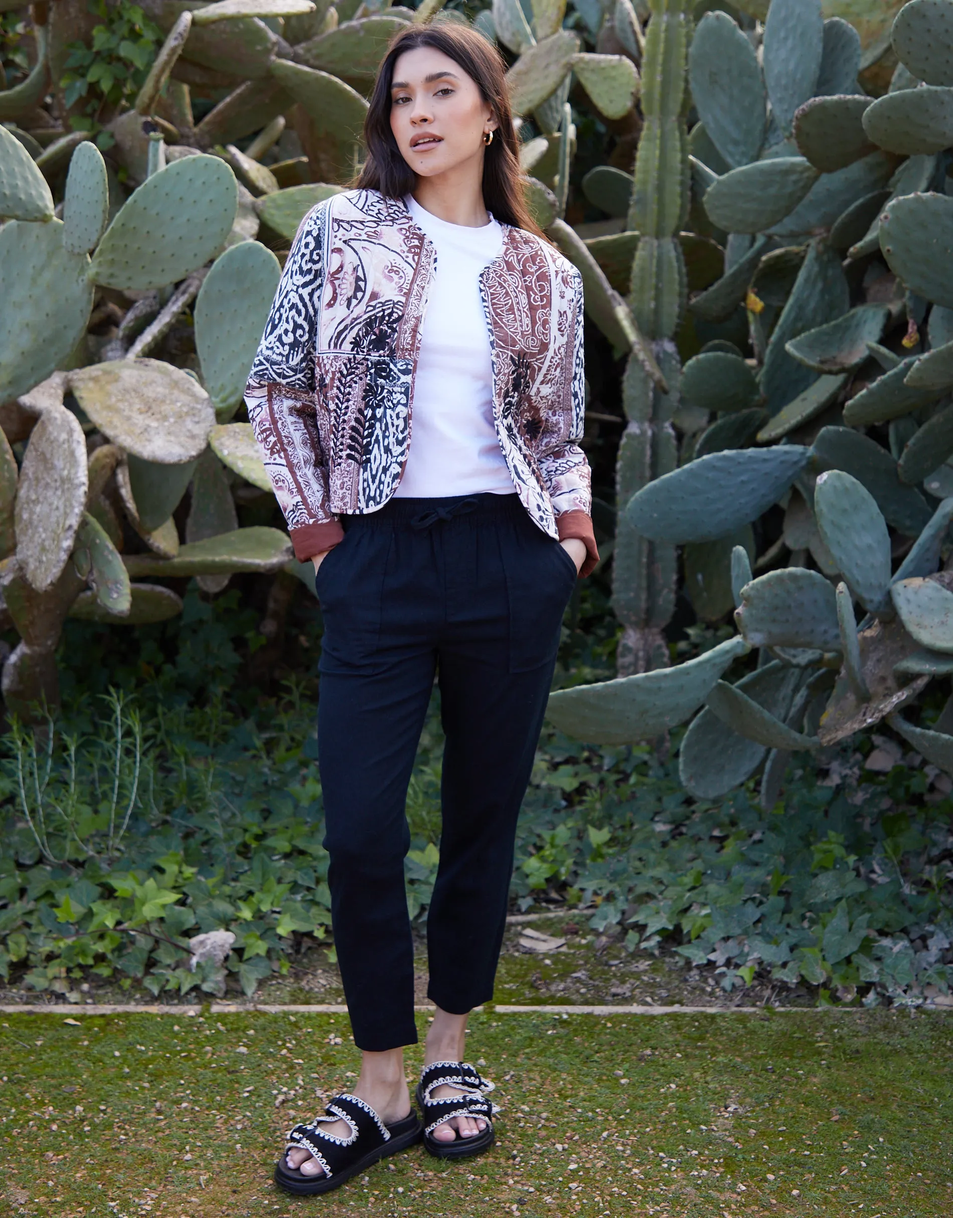 Rust Orange Embroidered Quilted Jacket sold by Threadbare product image thumbnail 3