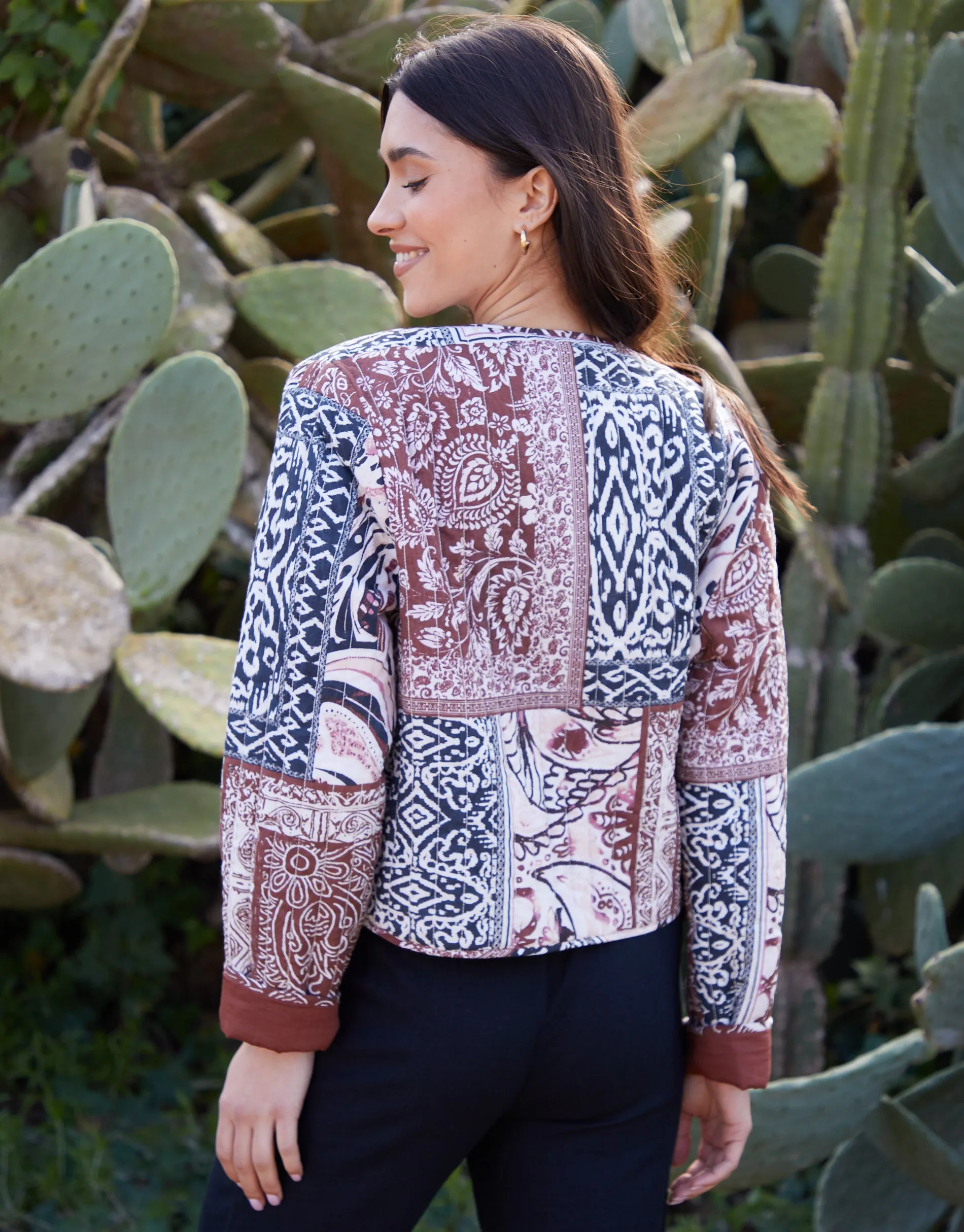 Rust Orange Embroidered Quilted Jacket sold by Threadbare product image thumbnail 2