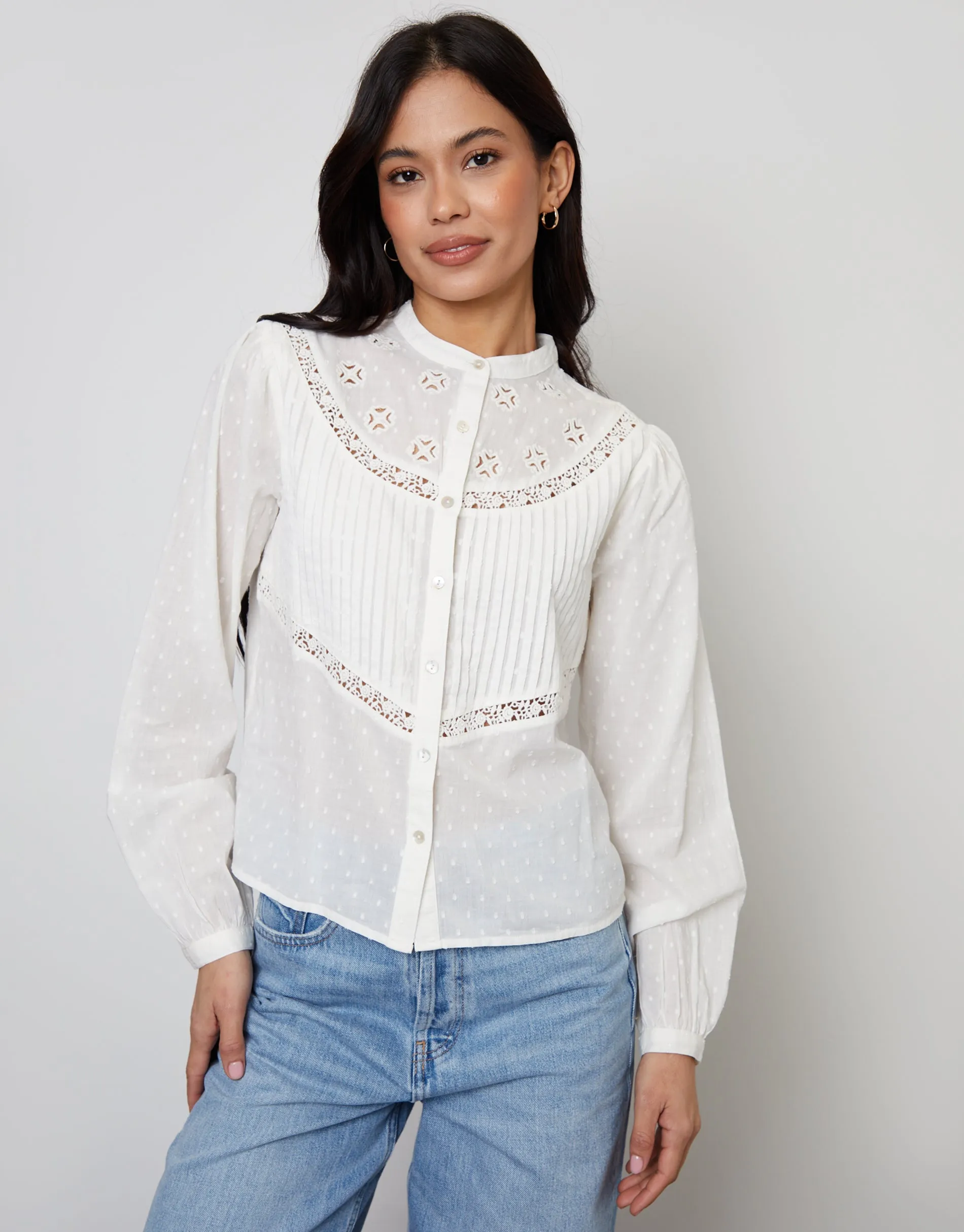 Cream Lace Detail Boho Blouse sold by Threadbare product image thumbnail 3