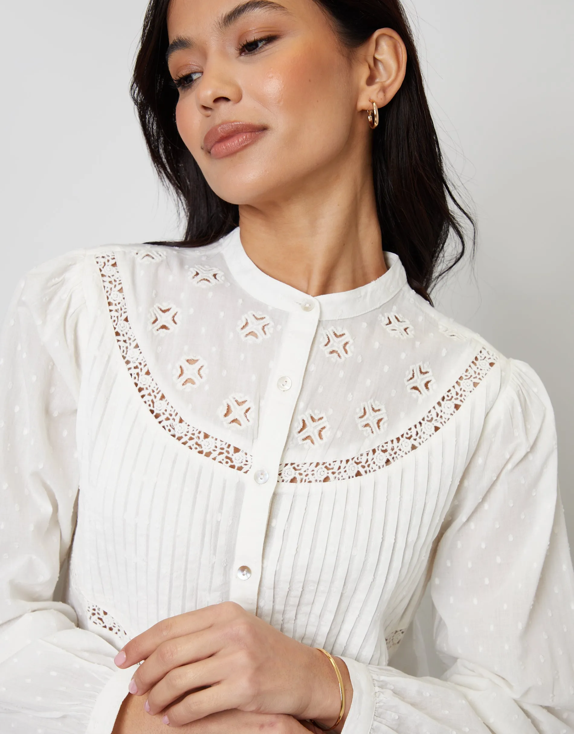 Cream Lace Detail Boho Blouse sold by Threadbare product image thumbnail 2
