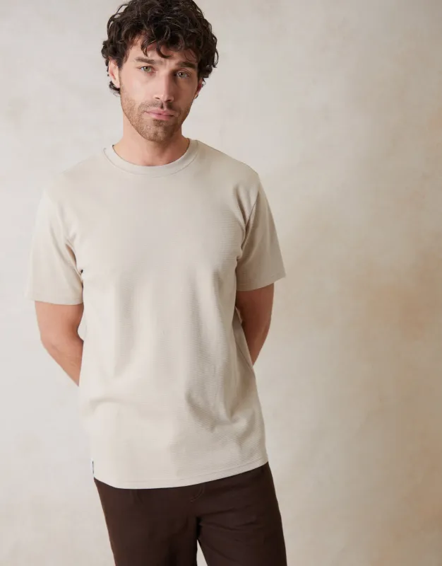 Stone Ottoman Textured T-Shirt sold by Threadbare