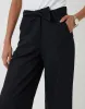 Black Belted Linen Blend Wide Leg Trousers sold by Threadbare