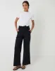 Black Belted Linen Blend Wide Leg Trousers sold by Threadbare