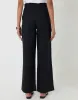 Black Belted Linen Blend Wide Leg Trousers sold by Threadbare