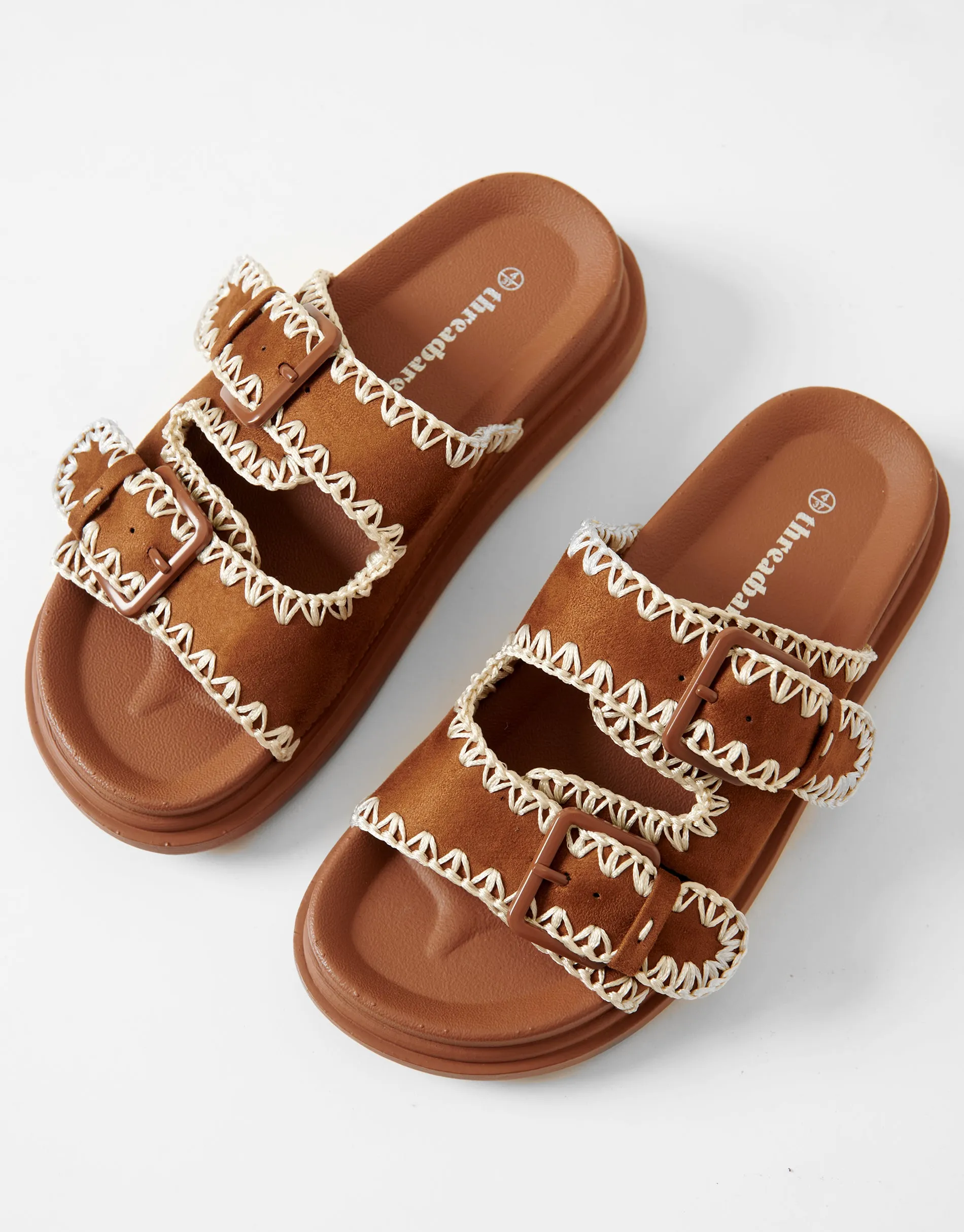 Threadbare Women's Tan Brown Whipstitch Chunky Sliders sold by Threadbare product image thumbnail 3