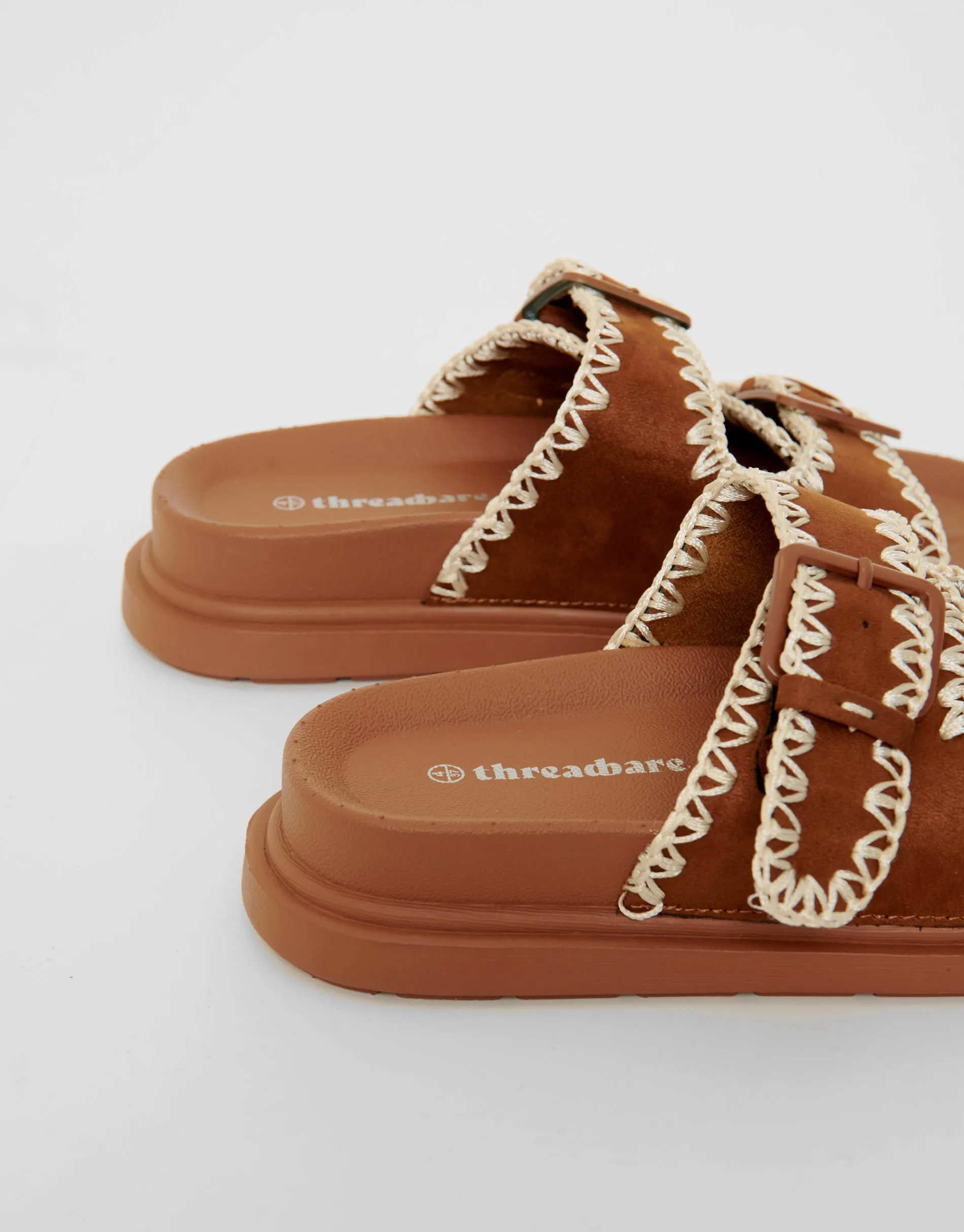 Threadbare Women's Tan Brown Whipstitch Chunky Sliders sold by Threadbare product image thumbnail 5