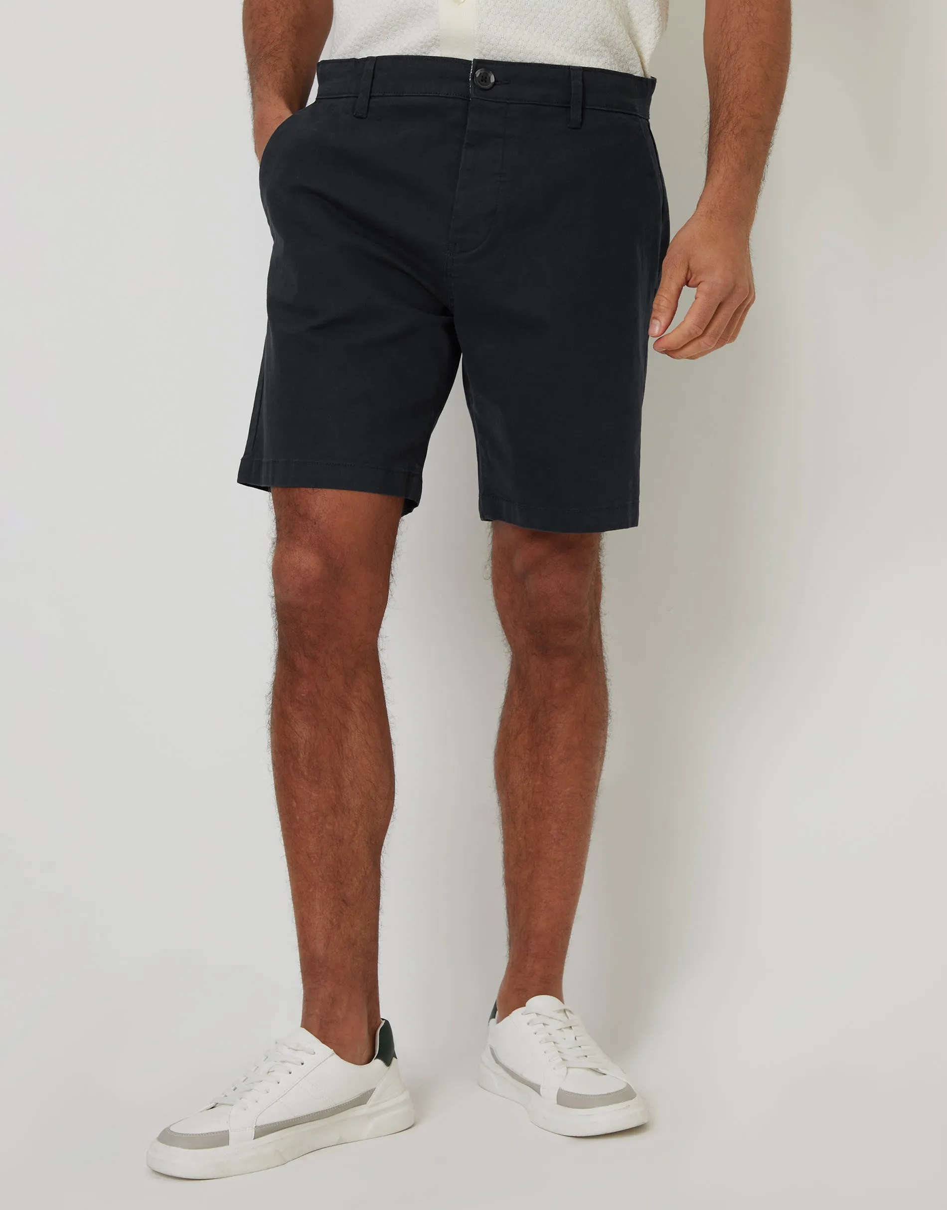 Black Regular Fit Stretch Chino Shorts sold by Threadbare