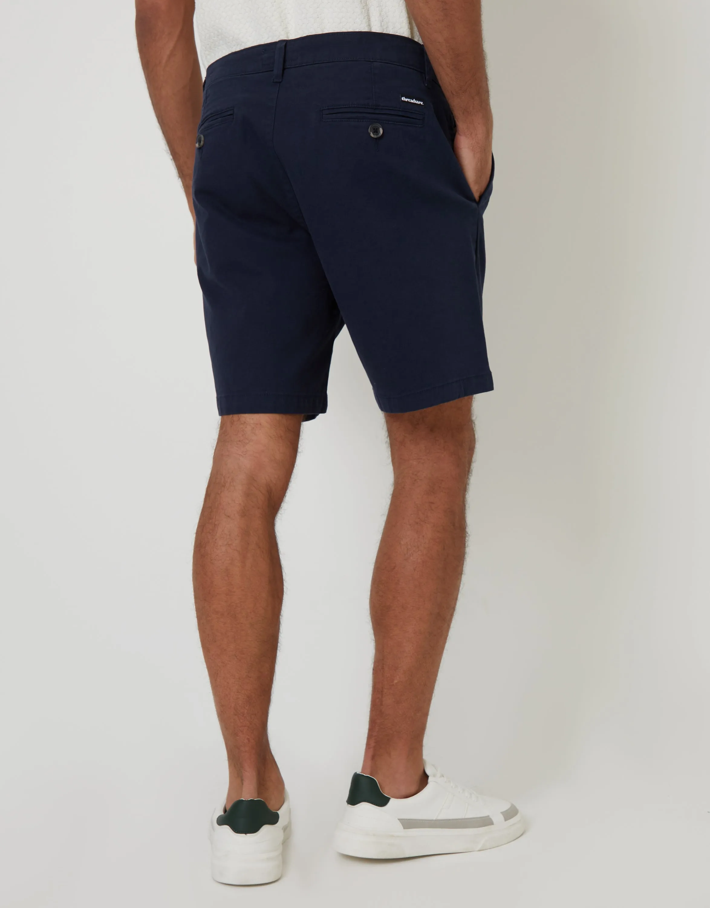 Navy Regular Fit Stretch Chino Shorts sold by Threadbare product image thumbnail 2