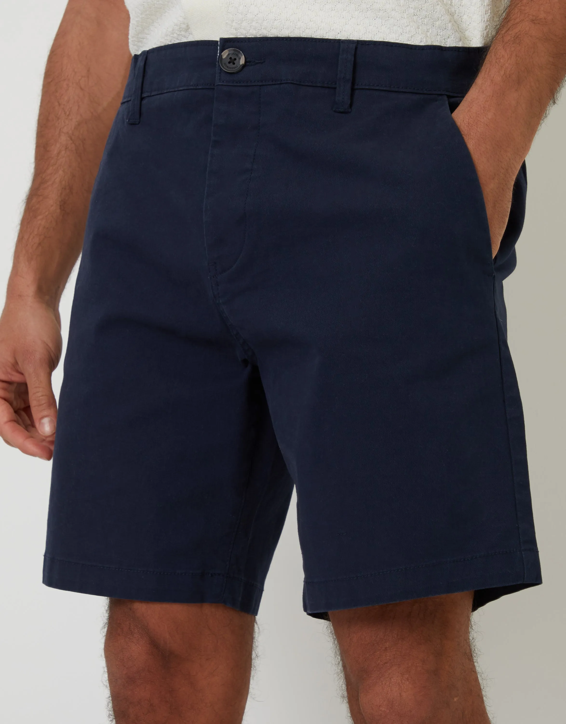 Navy Regular Fit Stretch Chino Shorts sold by Threadbare product image thumbnail 4