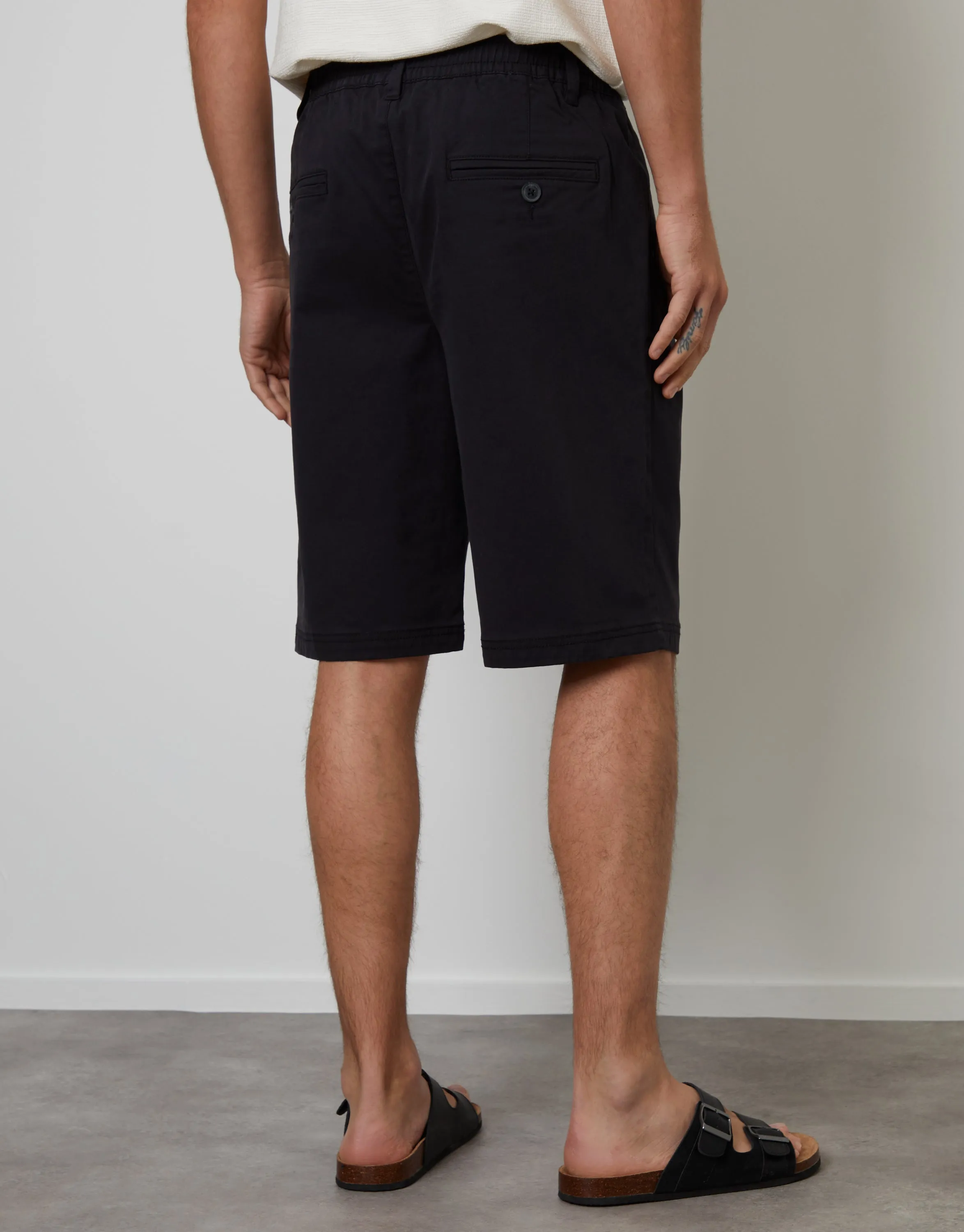 Black Pleated Stretch Relaxed Fit Chino Shorts sold by Threadbare product image thumbnail 2