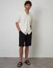Black Pleated Stretch Relaxed Fit Chino Shorts sold by Threadbare
