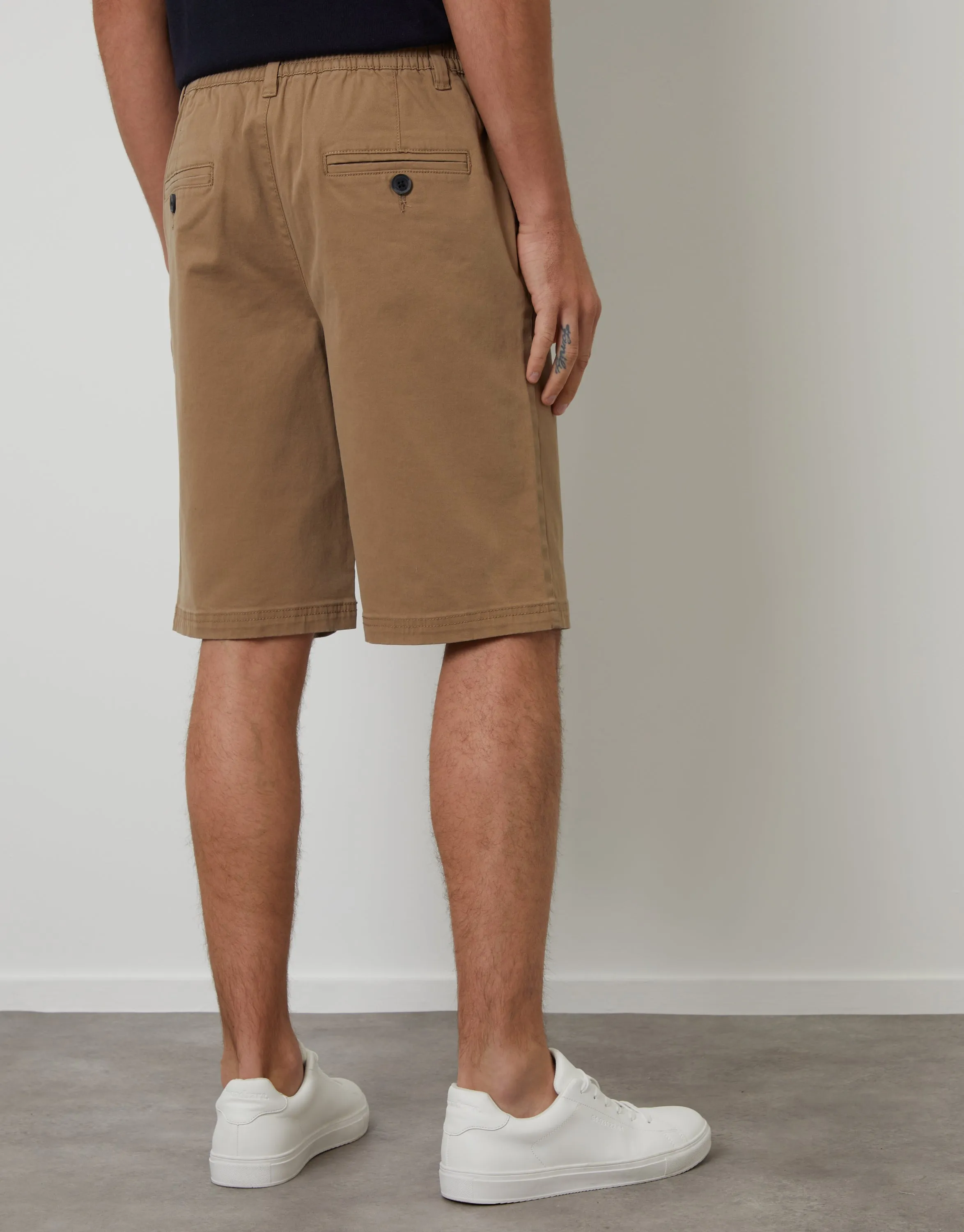 Dark Stone Pleated Stretch Relaxed Fit Chino Shorts sold by Threadbare product image thumbnail 2