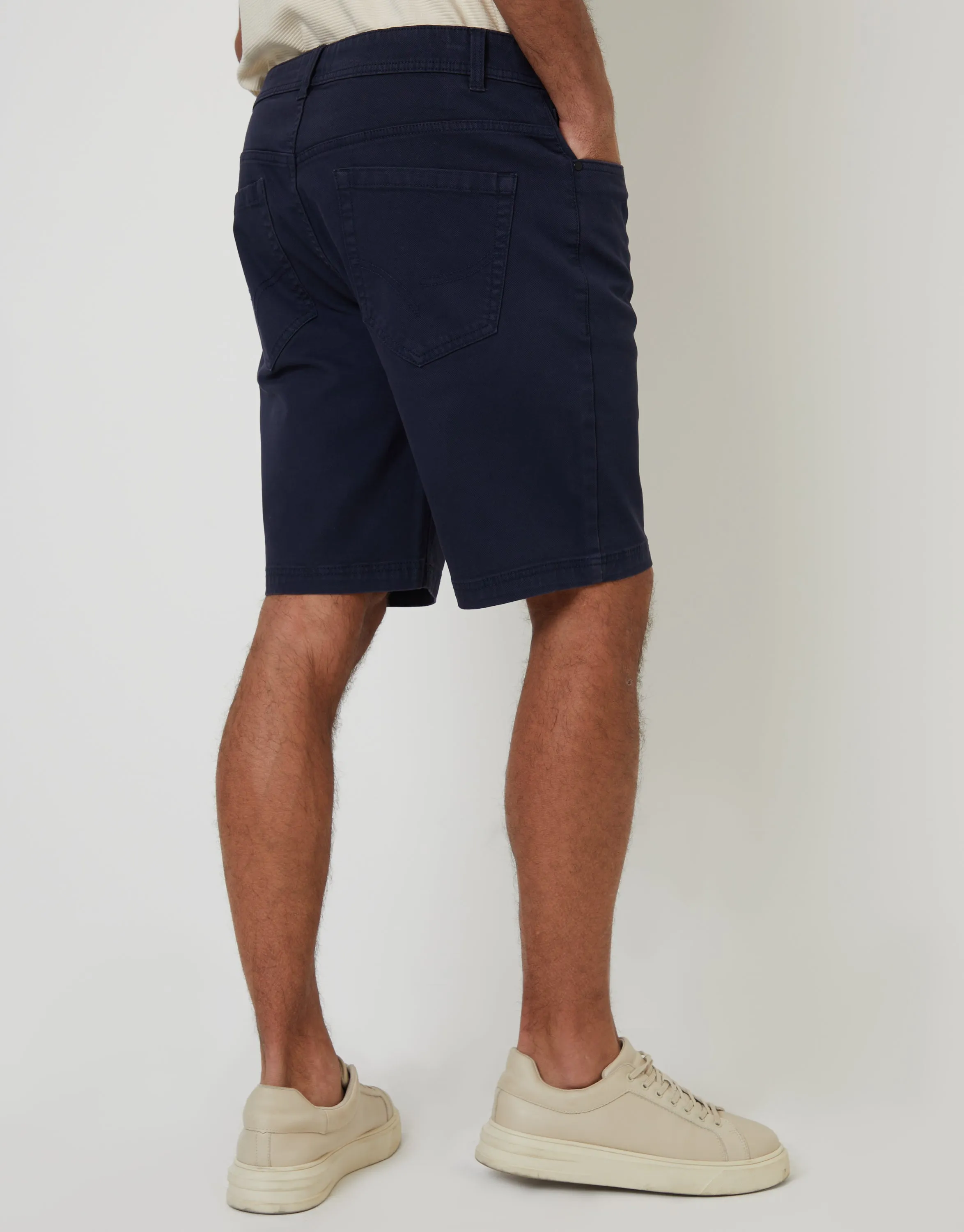 Navy Stretch 5 Pocket Chino Shorts sold by Threadbare product image thumbnail 2