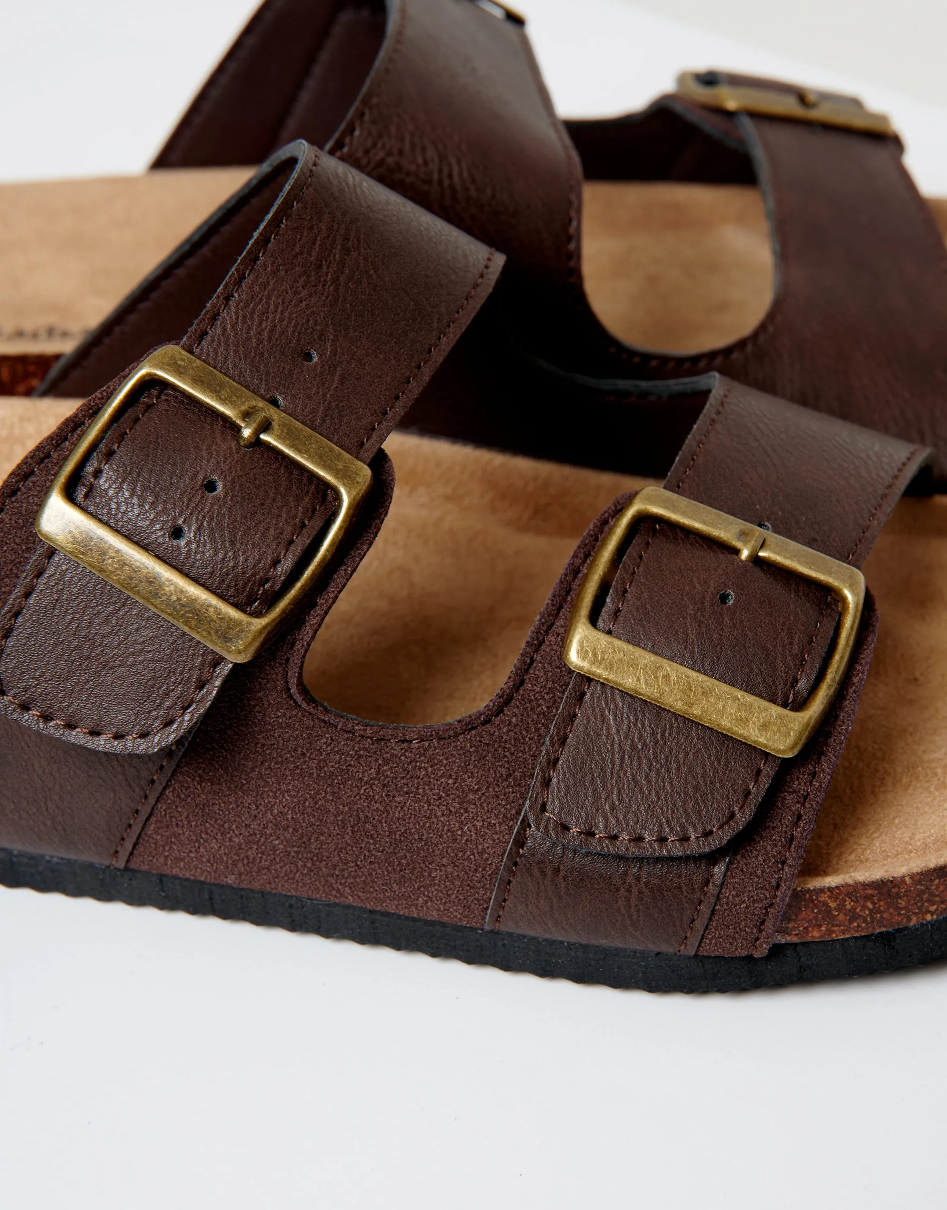 Brown Slip On Two Buckle Strap Sandals sold by Threadbare product image thumbnail 3