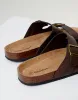 Brown Slip On Two Buckle Strap Sandals sold by Threadbare