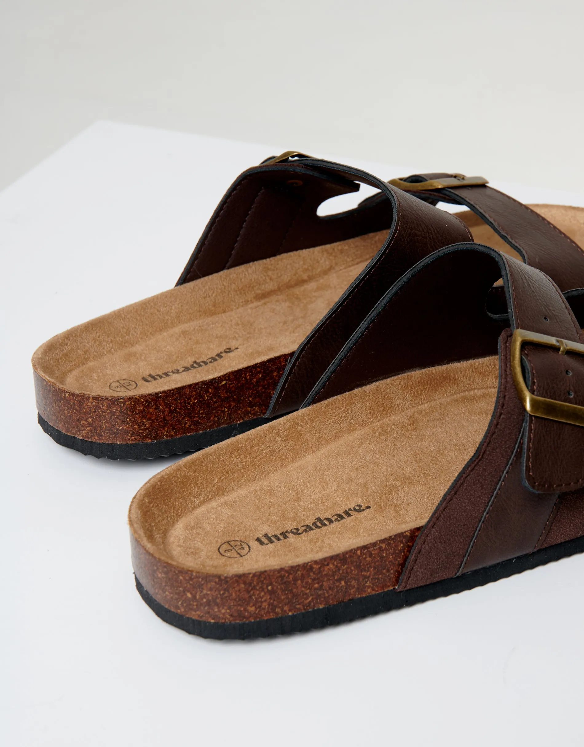 Brown Slip On Two Buckle Strap Sandals sold by Threadbare product image thumbnail 4
