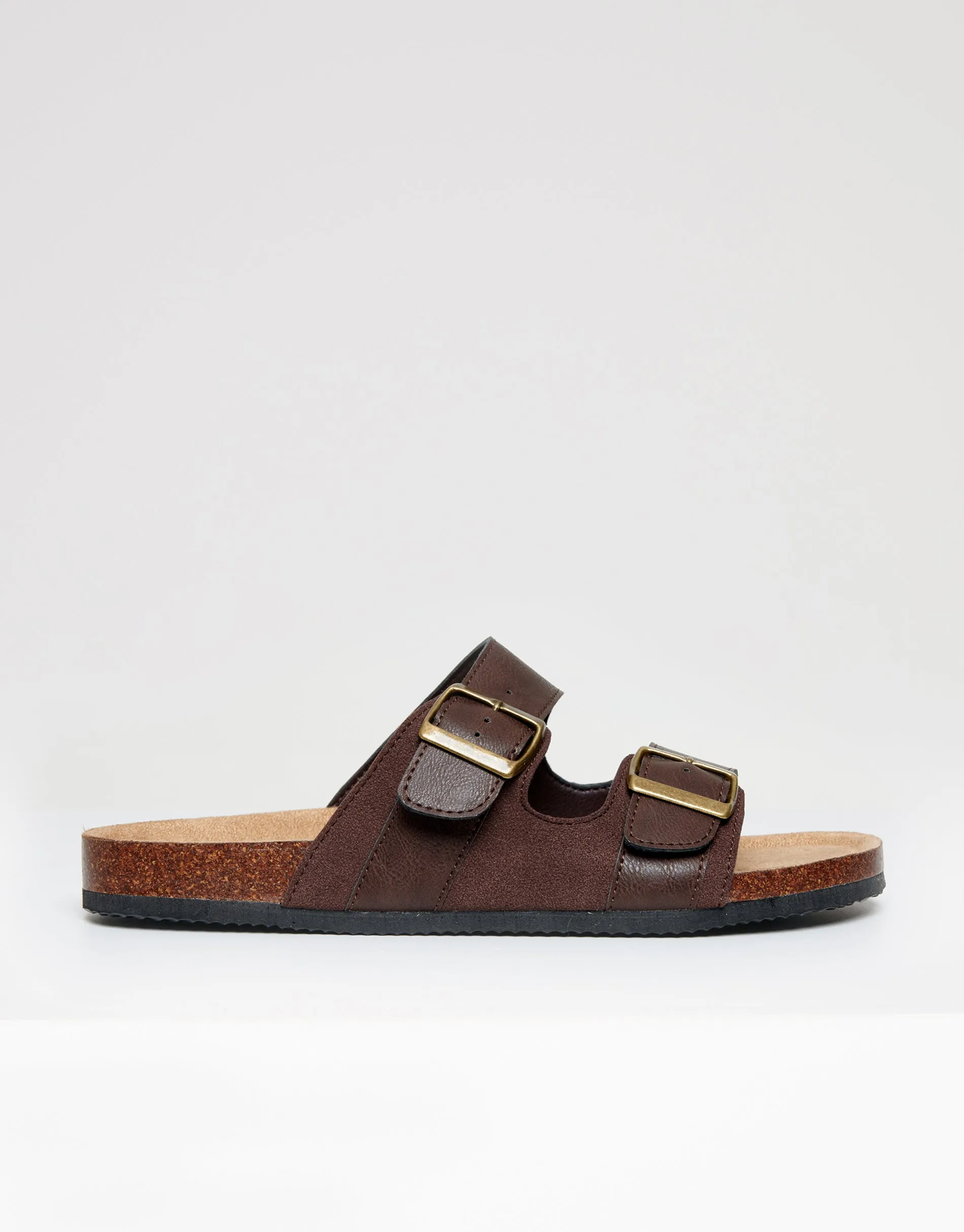 Brown Slip On Two Buckle Strap Sandals sold by Threadbare product image thumbnail 2