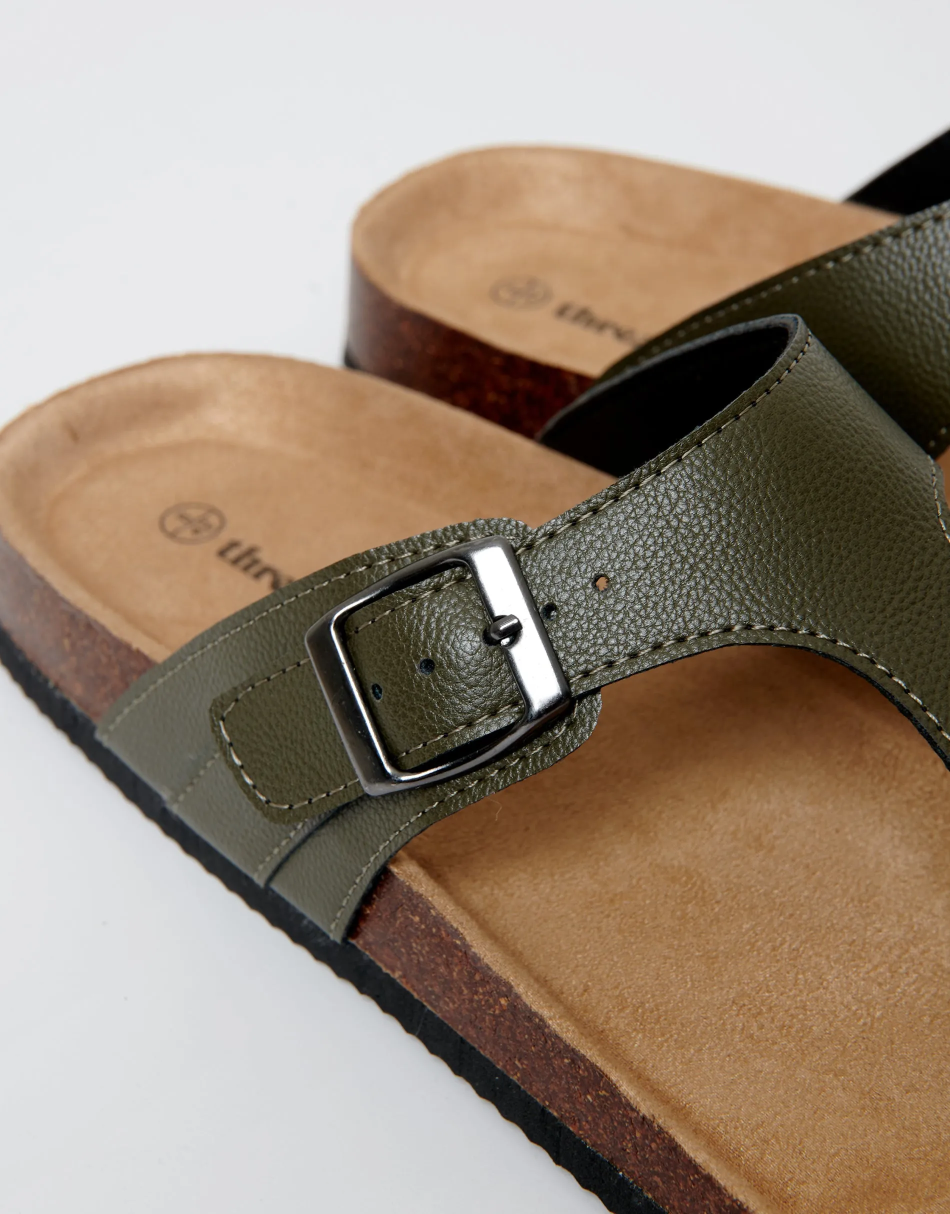 Khaki Green Faux Leather Toe Post Sandals sold by Threadbare product image thumbnail 3