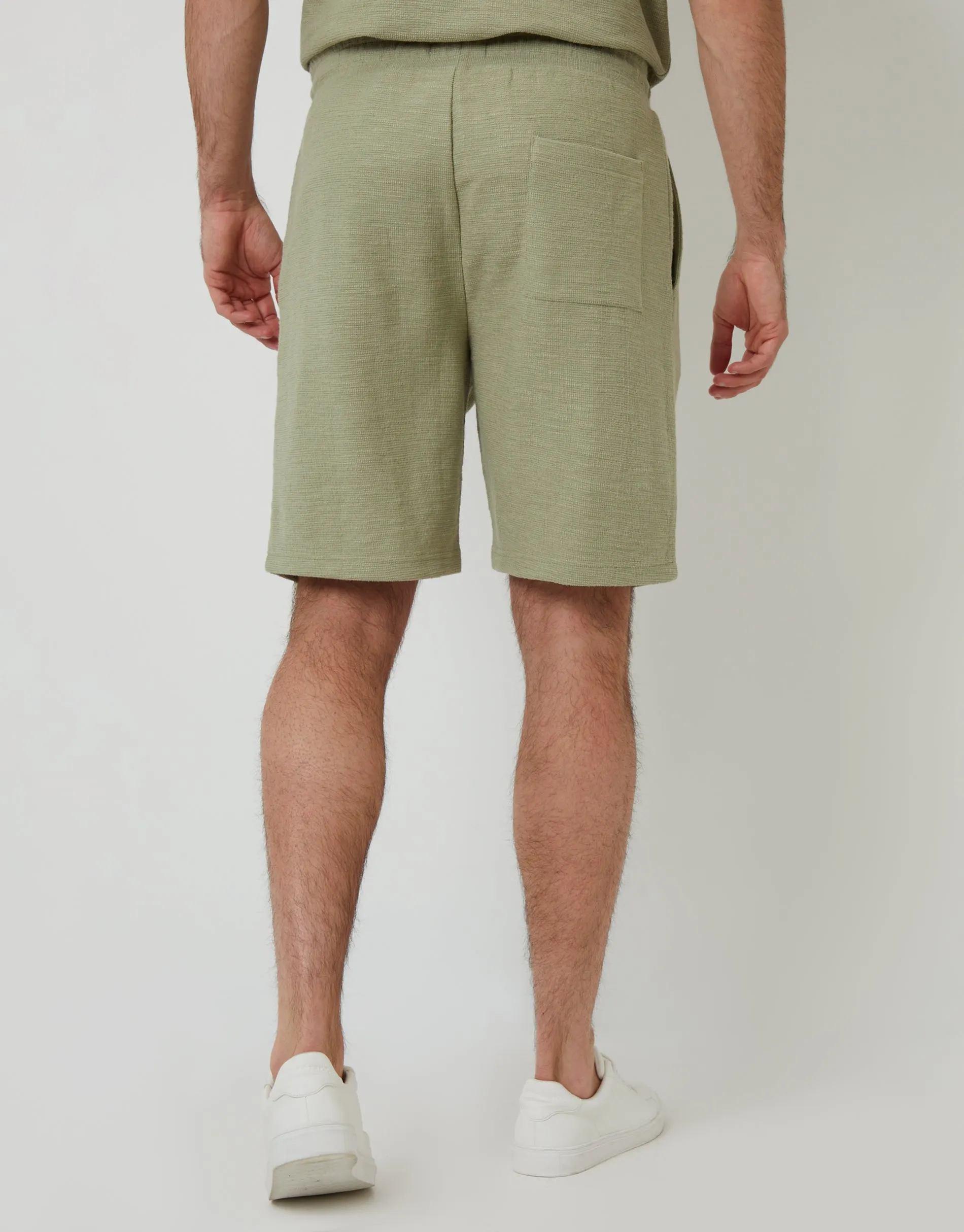 Sage Green Textured Elasticated Shorts sold by Threadbare product image thumbnail 2