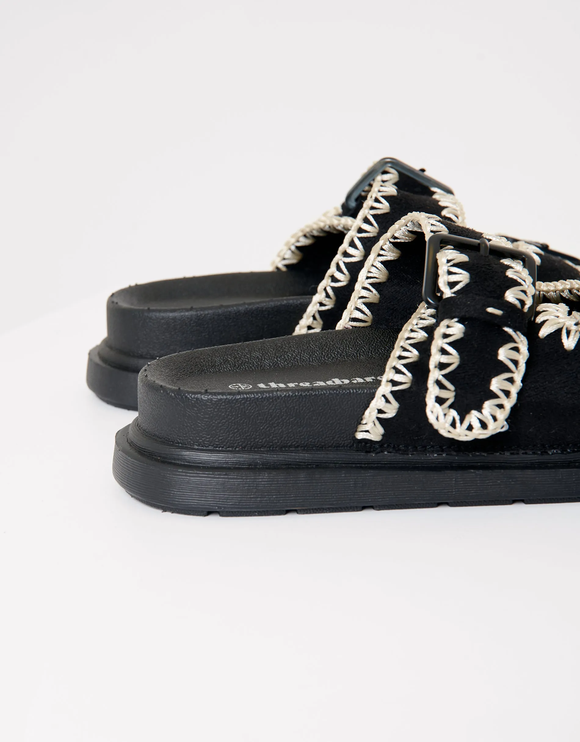 Threadbare Women's Black Whipstitch Chunky Sliders sold by Threadbare product image thumbnail 5