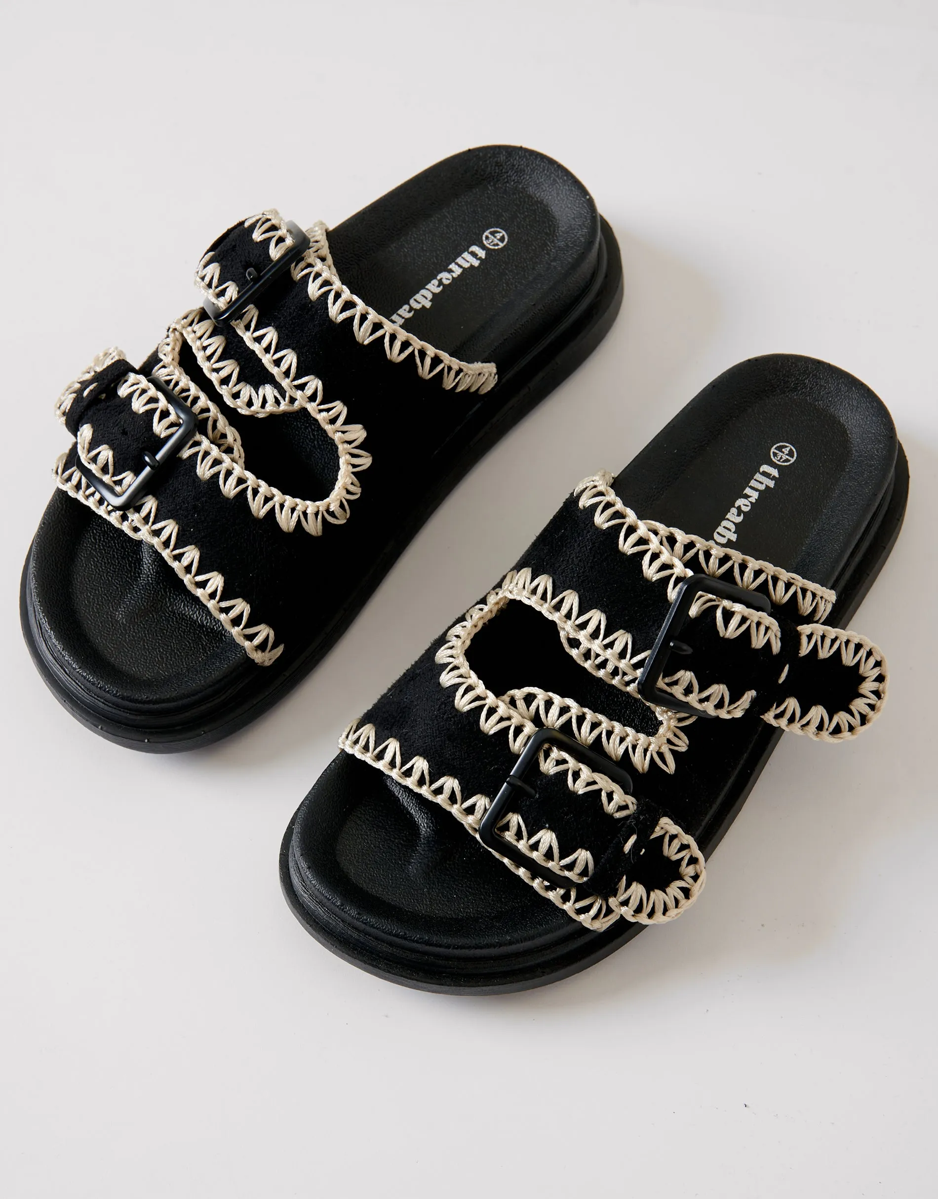 Threadbare Women's Black Whipstitch Chunky Sliders sold by Threadbare product image thumbnail 3