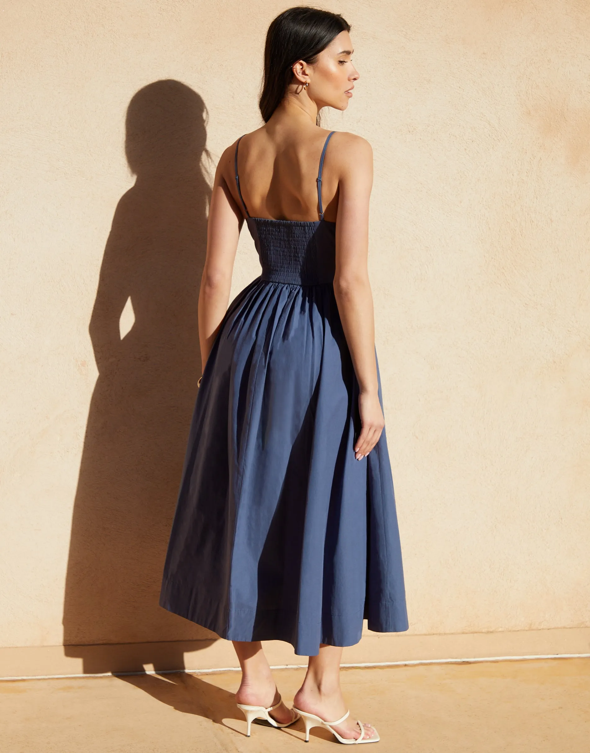 Blue V Neck Fit & Flare Midi Dress sold by Threadbare product image thumbnail 2