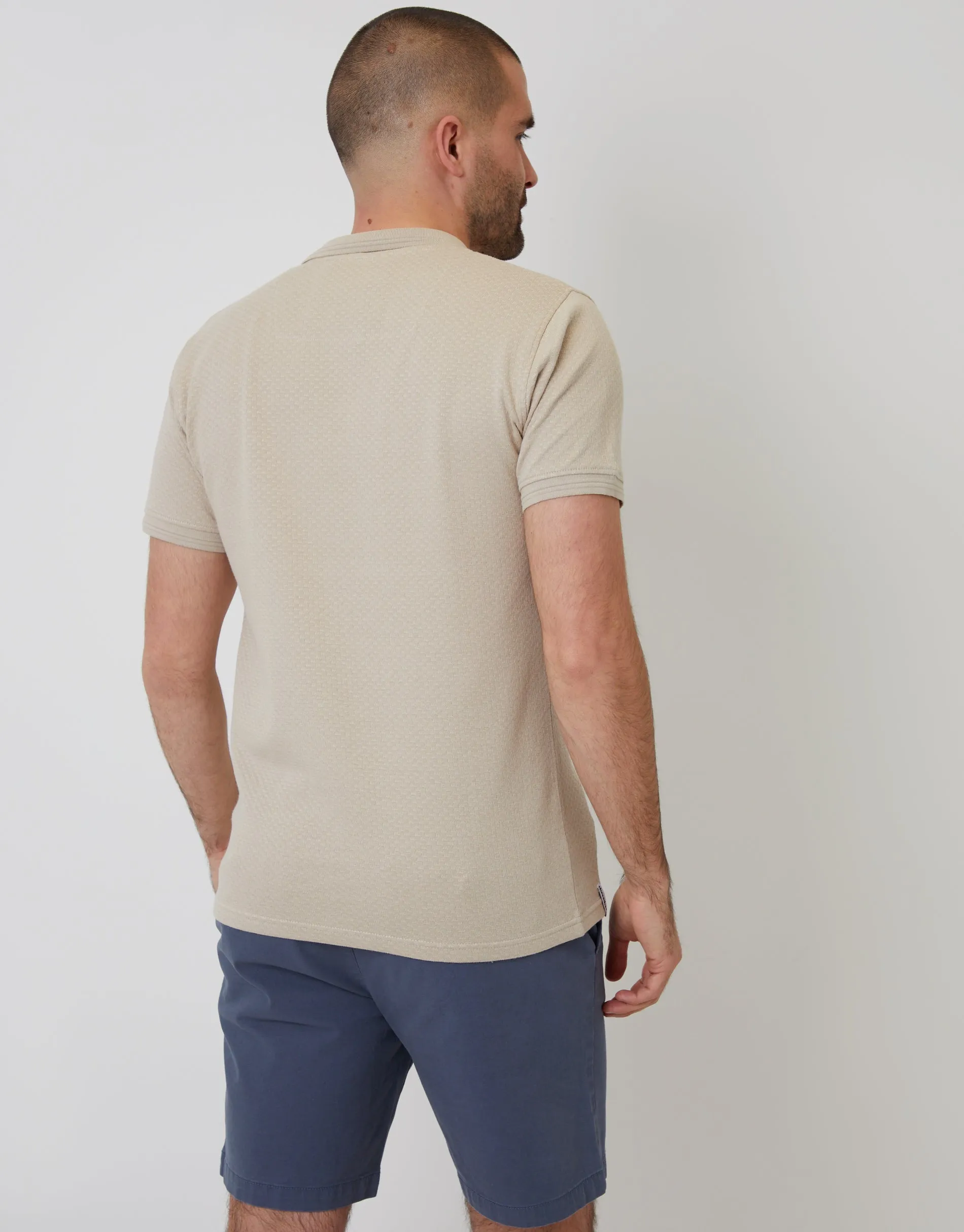 Stone Textured Short Sleeve Polo Shirt sold by Threadbare product image thumbnail 3