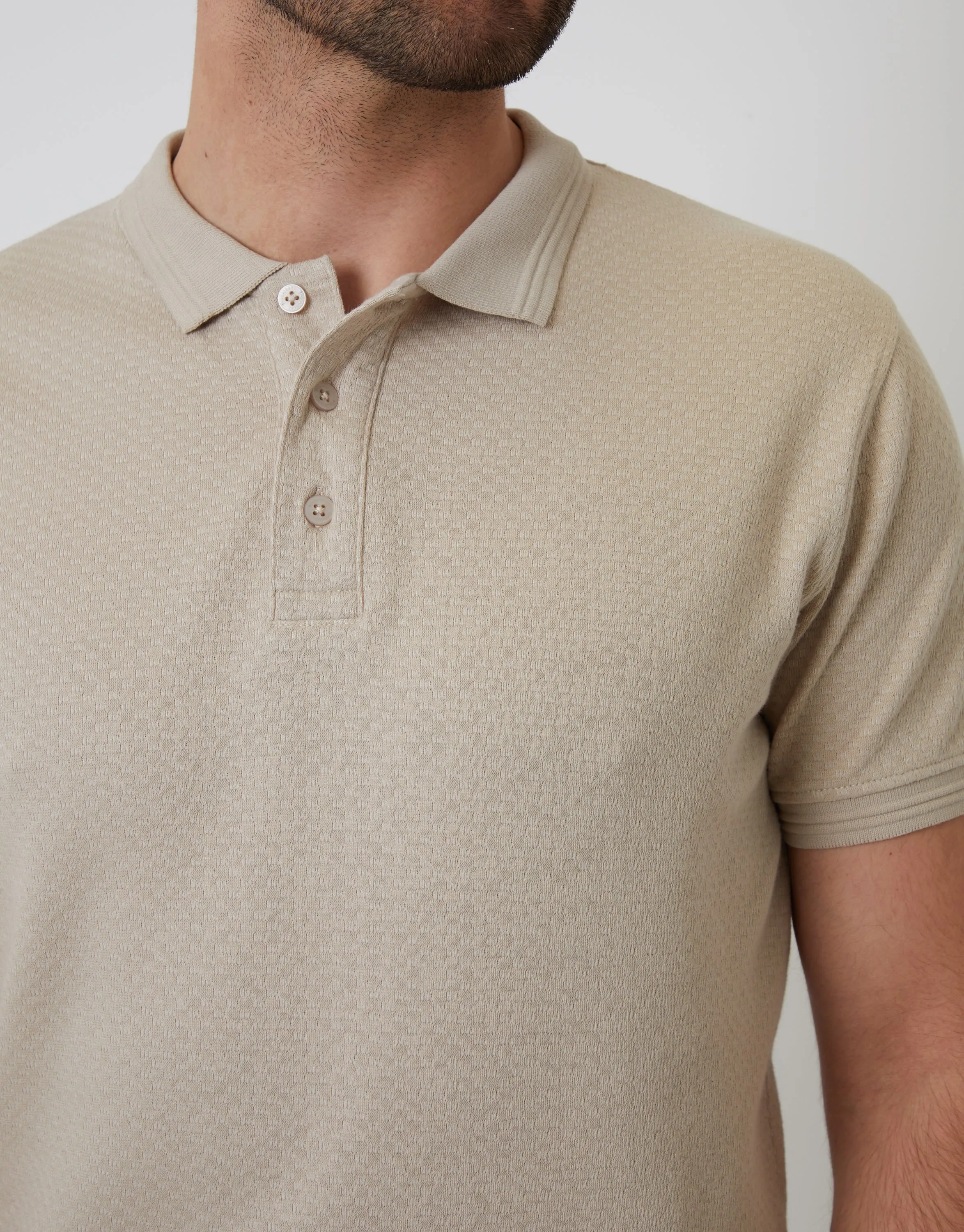 Stone Textured Short Sleeve Polo Shirt sold by Threadbare product image thumbnail 5
