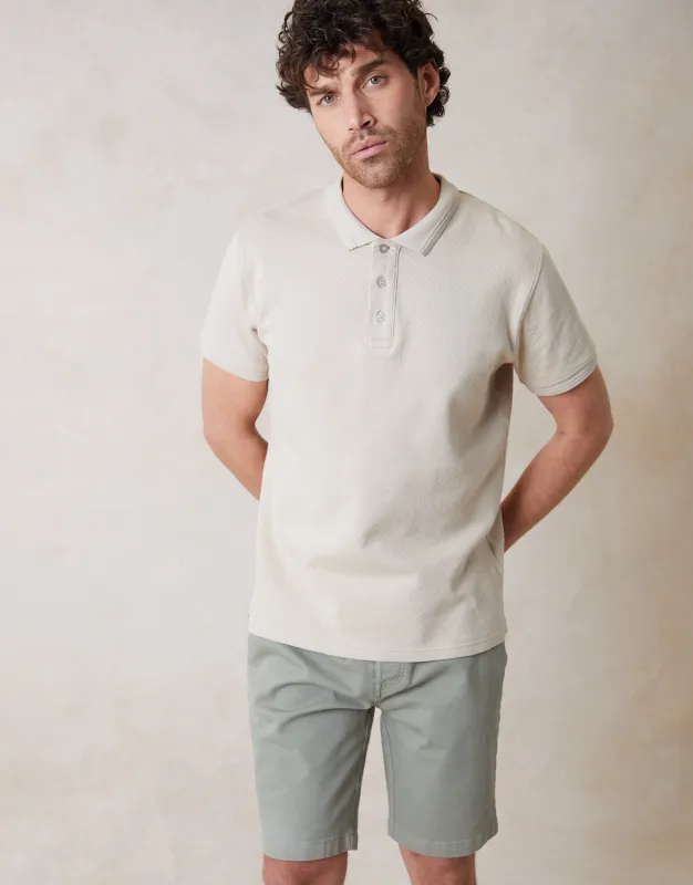 Stone Textured Short Sleeve Polo Shirt sold by Threadbare