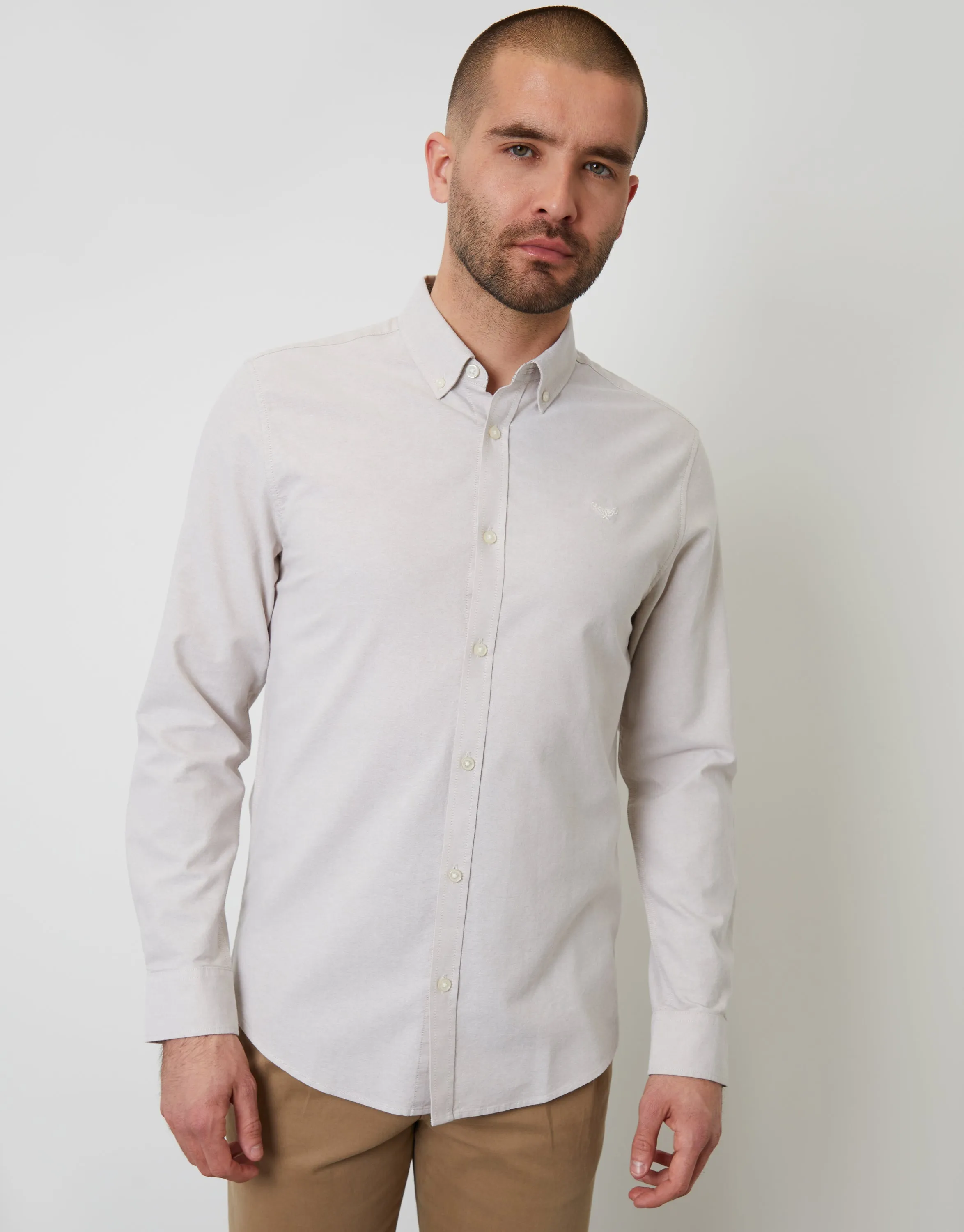 Stone Cotton Long Sleeve Shirt sold by Threadbare