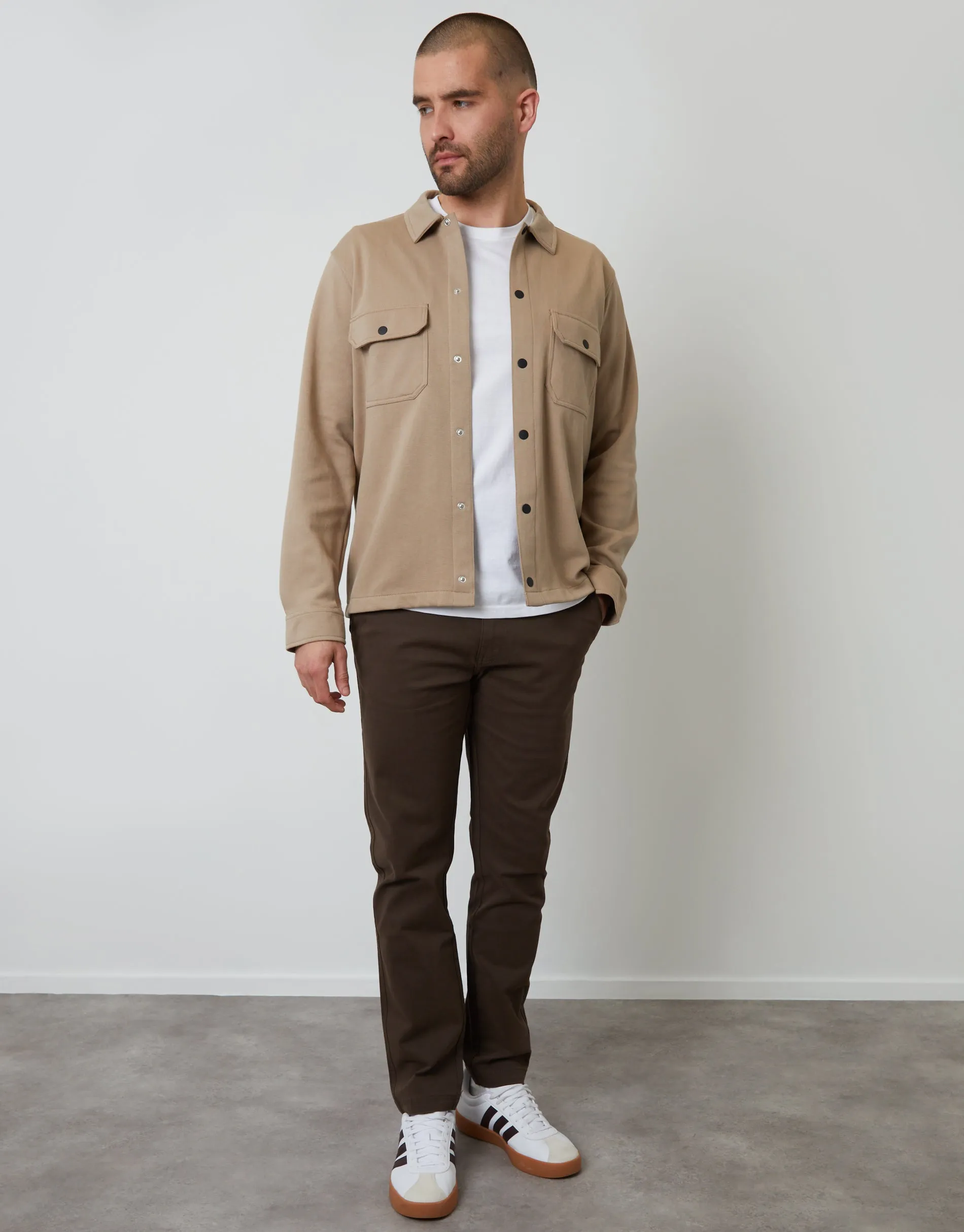 Stone Pique Popper Fastening Shacket sold by Threadbare product image thumbnail 3