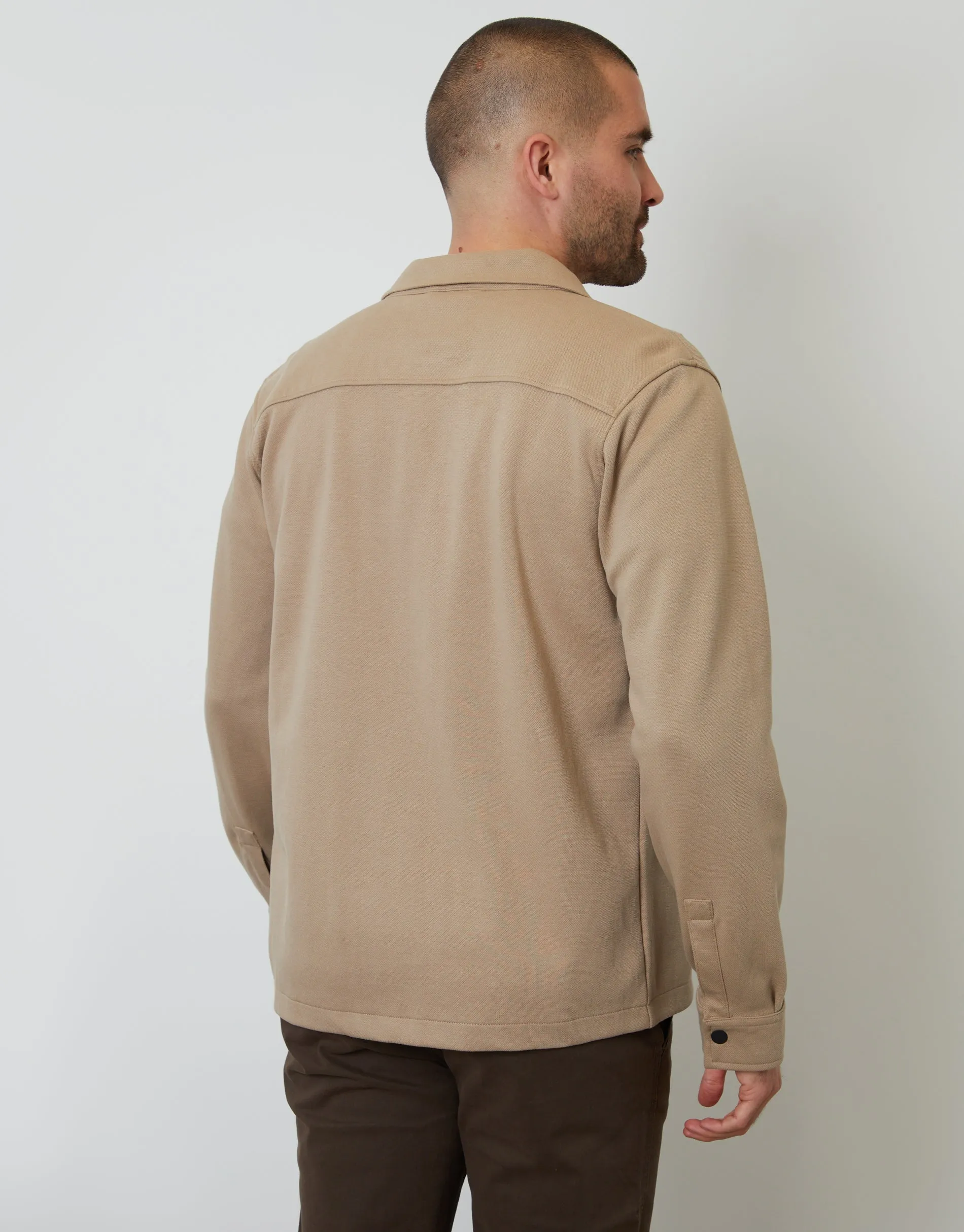Stone Pique Popper Fastening Shacket sold by Threadbare product image thumbnail 2