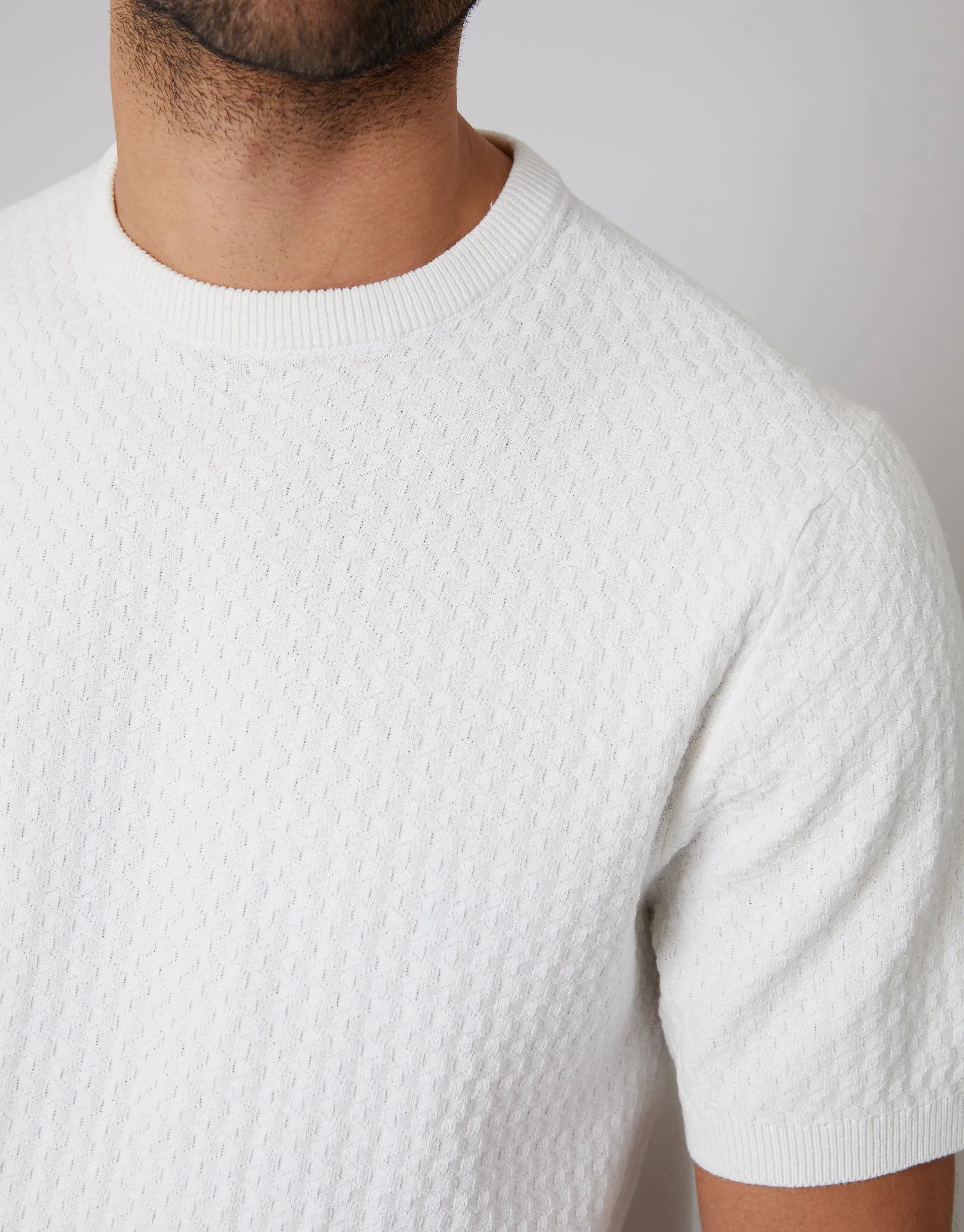 Ecru Textured Front Knitted T-Shirt sold by Threadbare product image thumbnail 4