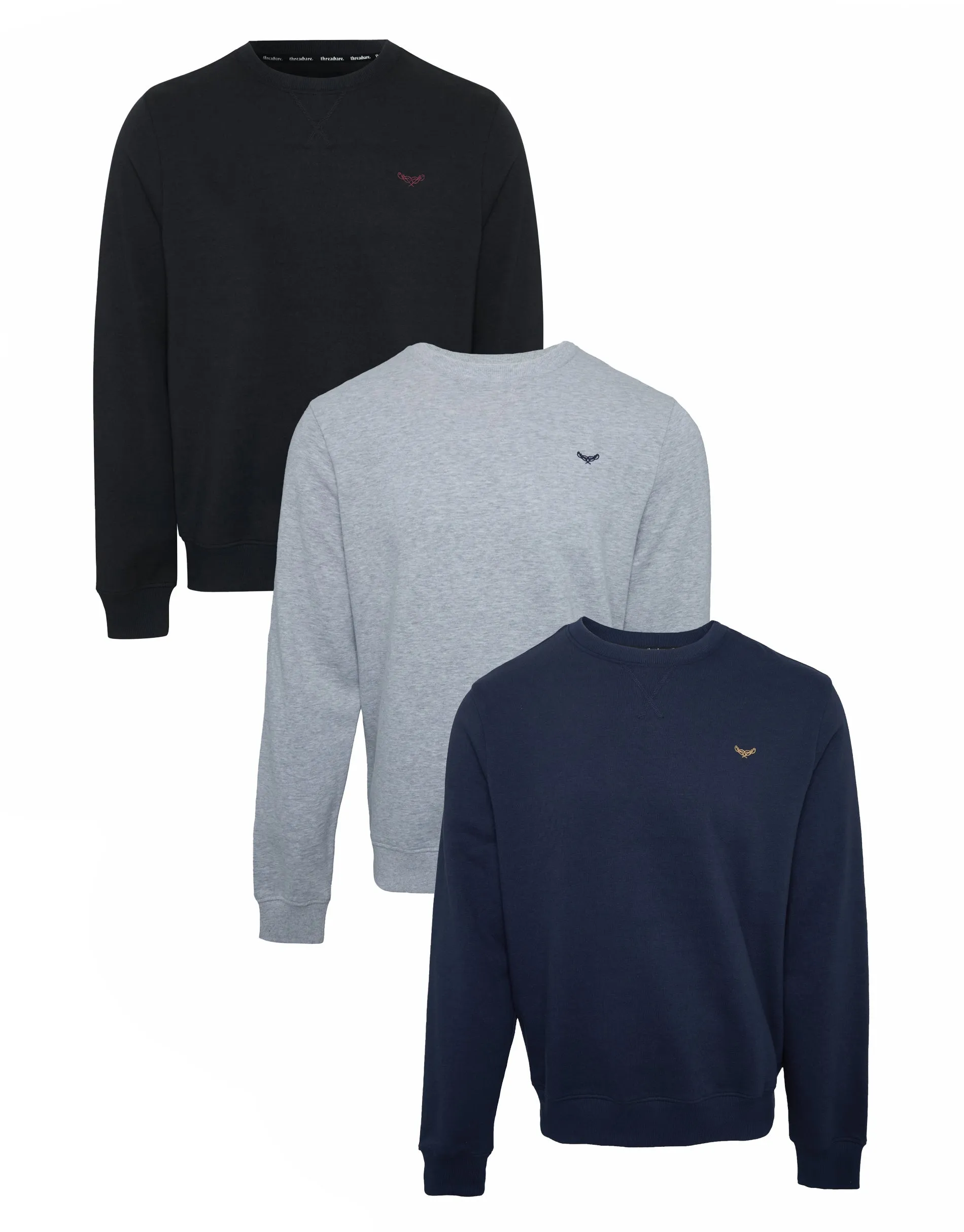 Dark Mix Crew Neck Sweatshirts (3 Pack) sold by Threadbare