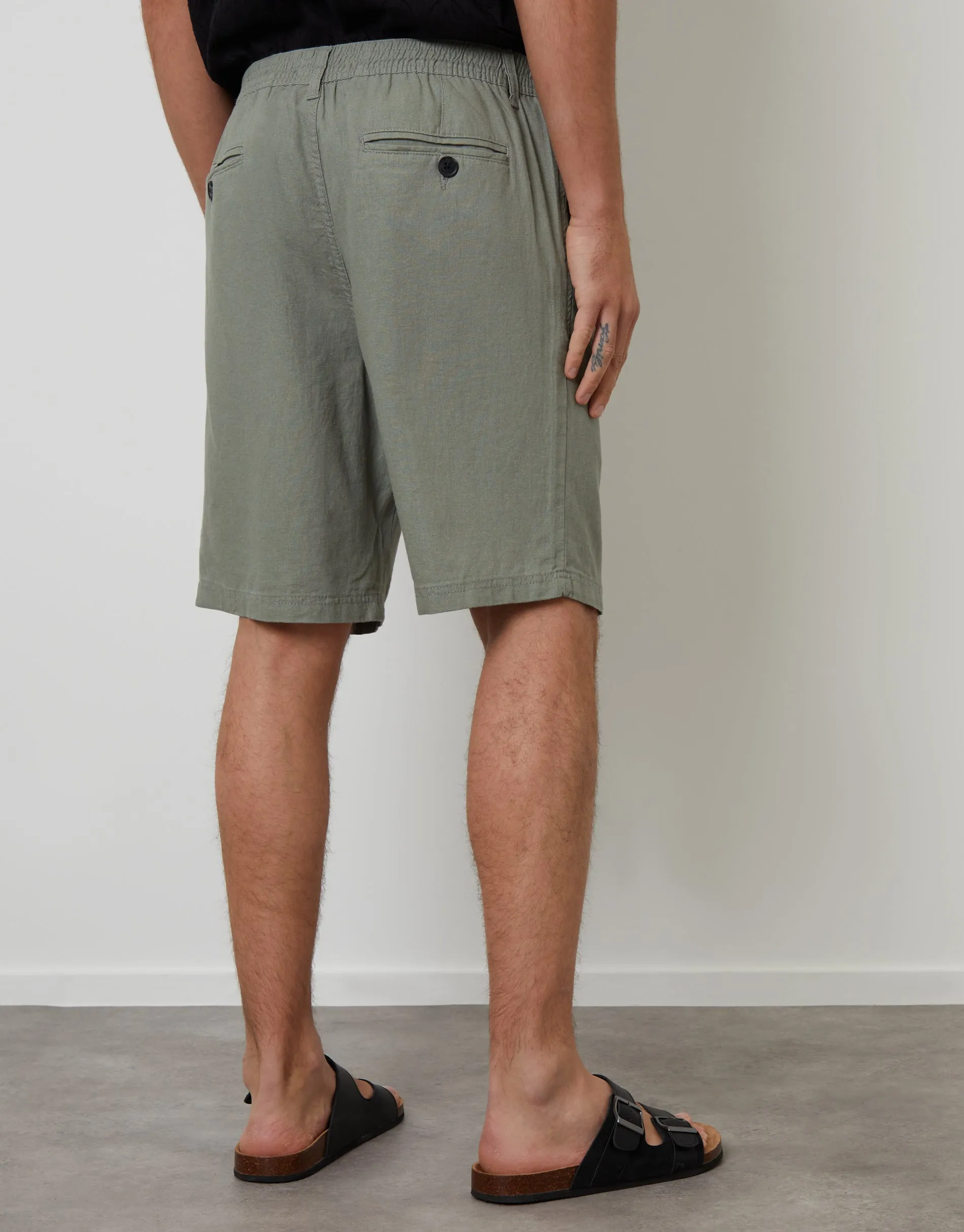 Sage Green Linen Blend Shorts sold by Threadbare product image thumbnail 2