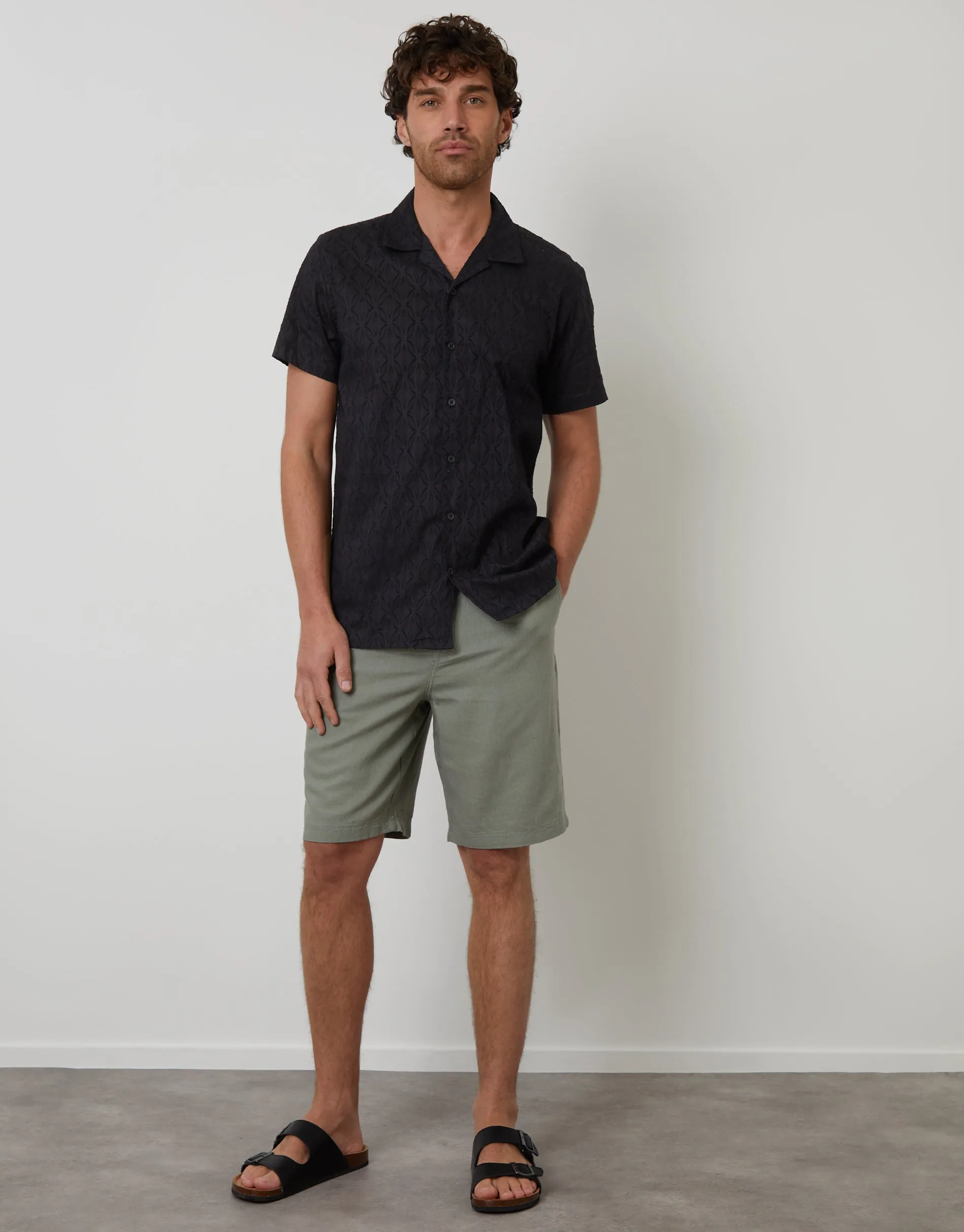 Sage Green Linen Blend Shorts sold by Threadbare product image thumbnail 3