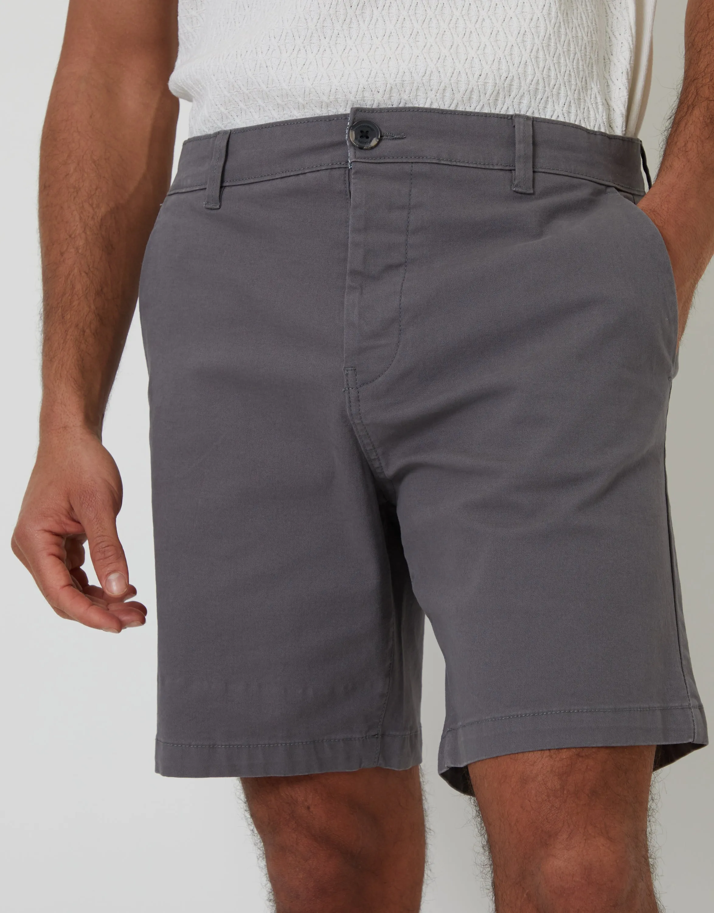 Slate Grey Regular Fit Stretch Chino Shorts sold by Threadbare product image thumbnail 4