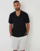 Black Textured Panel Revere Collar Knitted Shirt sold by Threadbare
