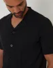 Black Textured Panel Revere Collar Knitted Shirt sold by Threadbare