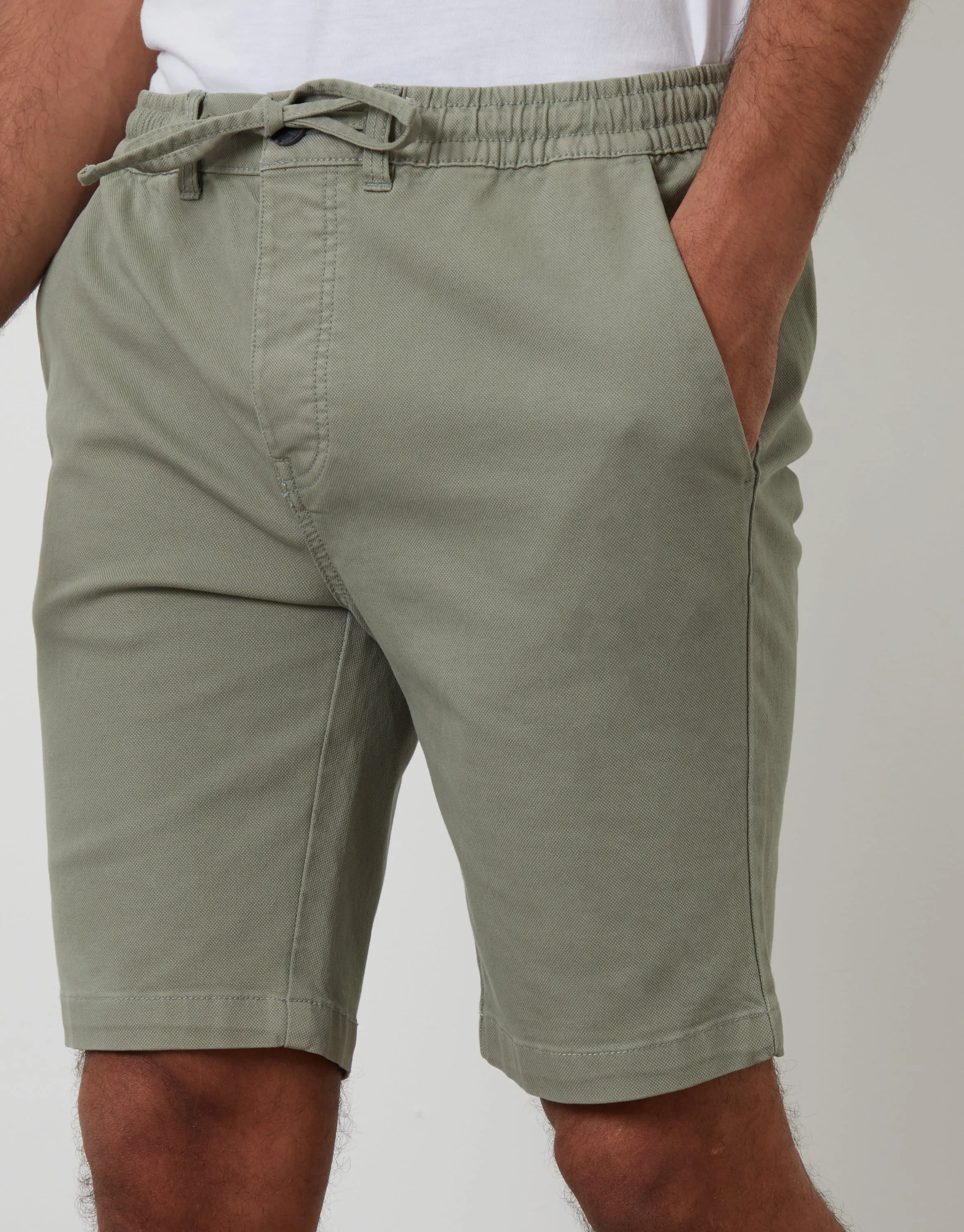 Threadbare Men's Sage Green Elasticated Waist Regular Fit Stretch Chino Shorts sold by Threadbare product image thumbnail 4