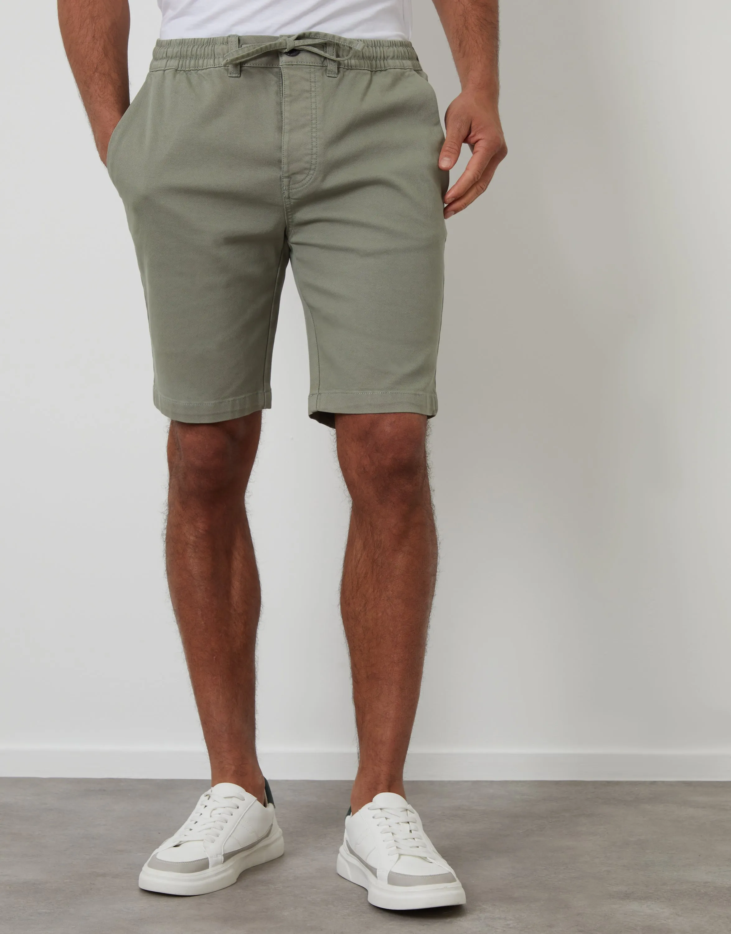 Threadbare Men's Sage Green Elasticated Waist Regular Fit Stretch Chino Shorts sold by Threadbare