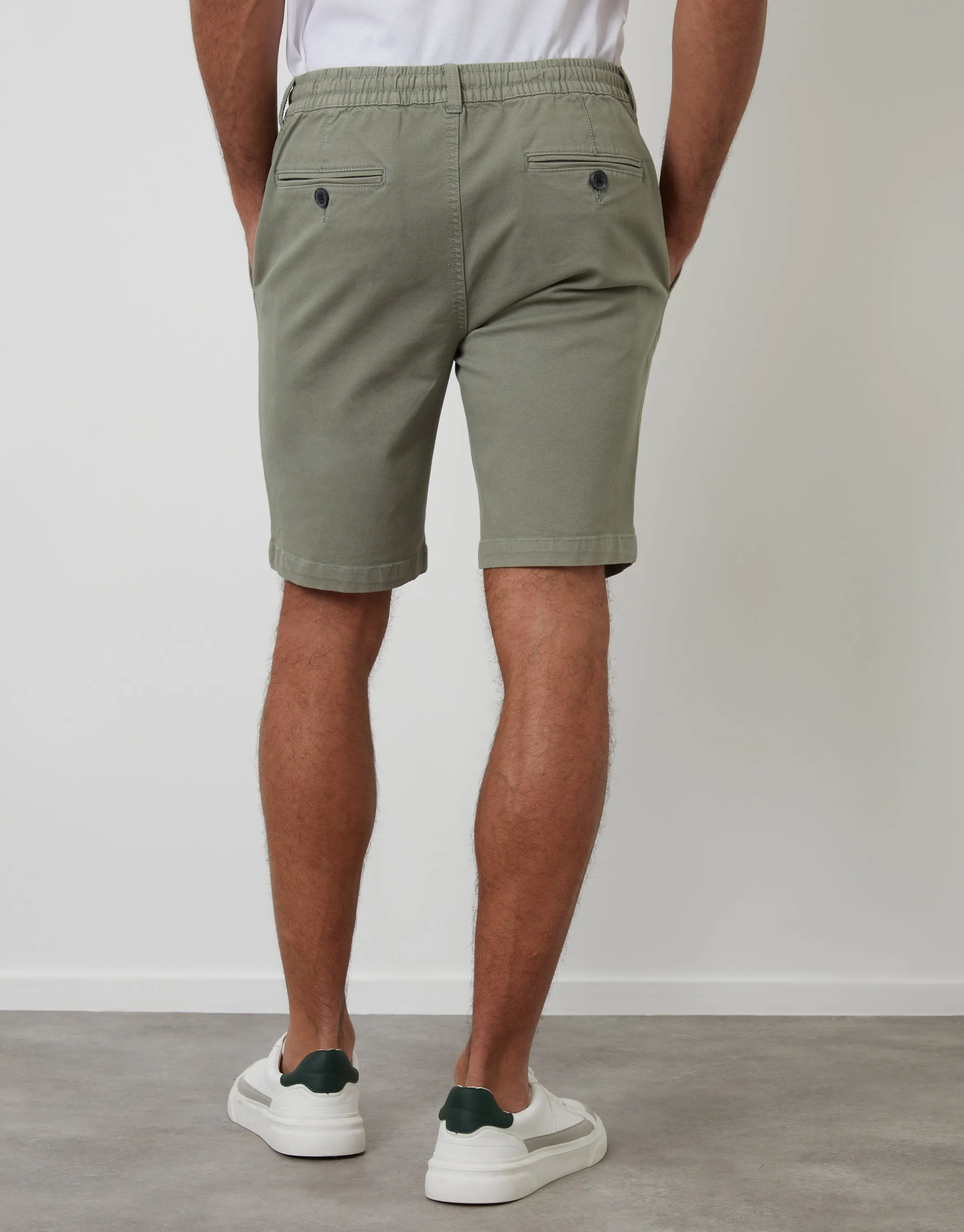 Threadbare Men's Sage Green Elasticated Waist Regular Fit Stretch Chino Shorts sold by Threadbare product image thumbnail 2