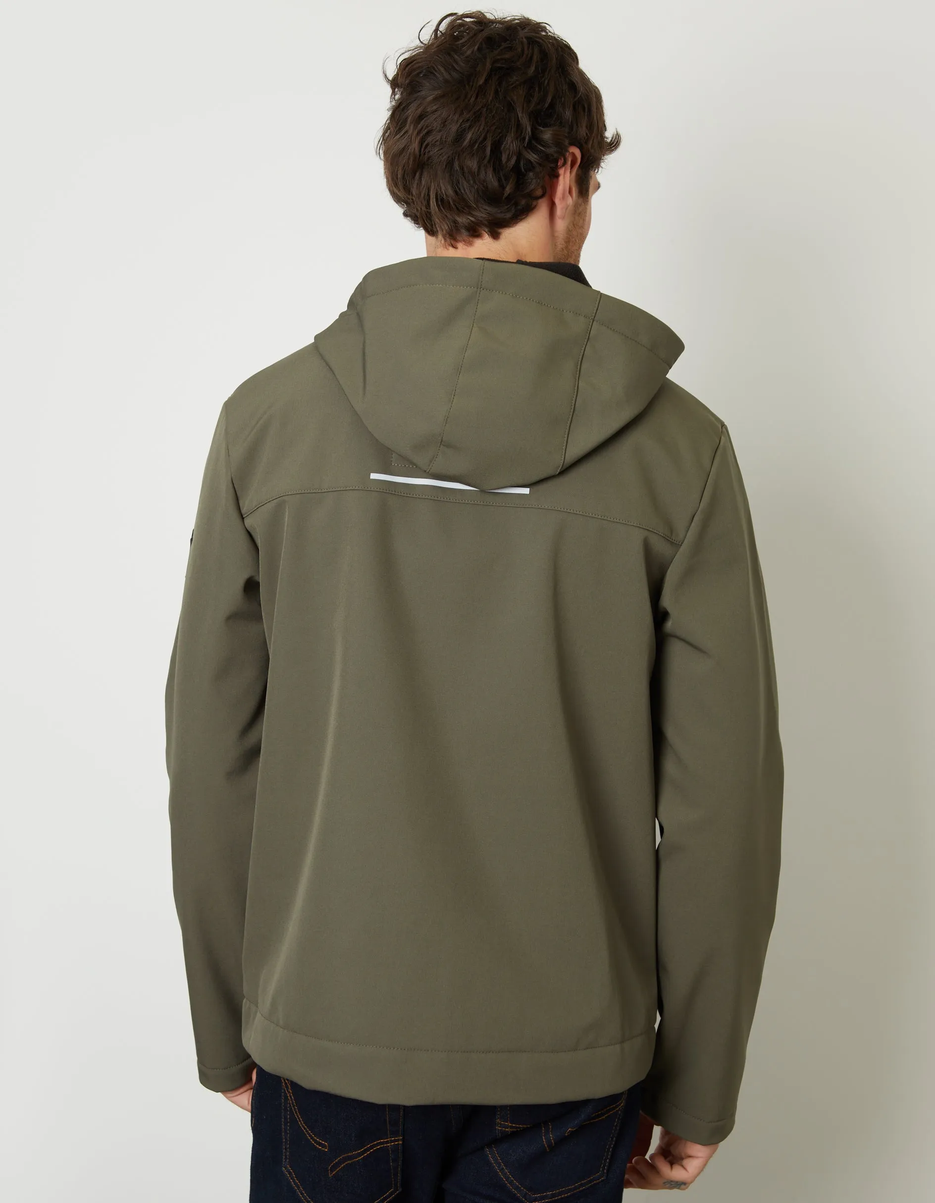 Khaki Green Fleece Lined Hooded Jacket sold by Threadbare product image thumbnail 2