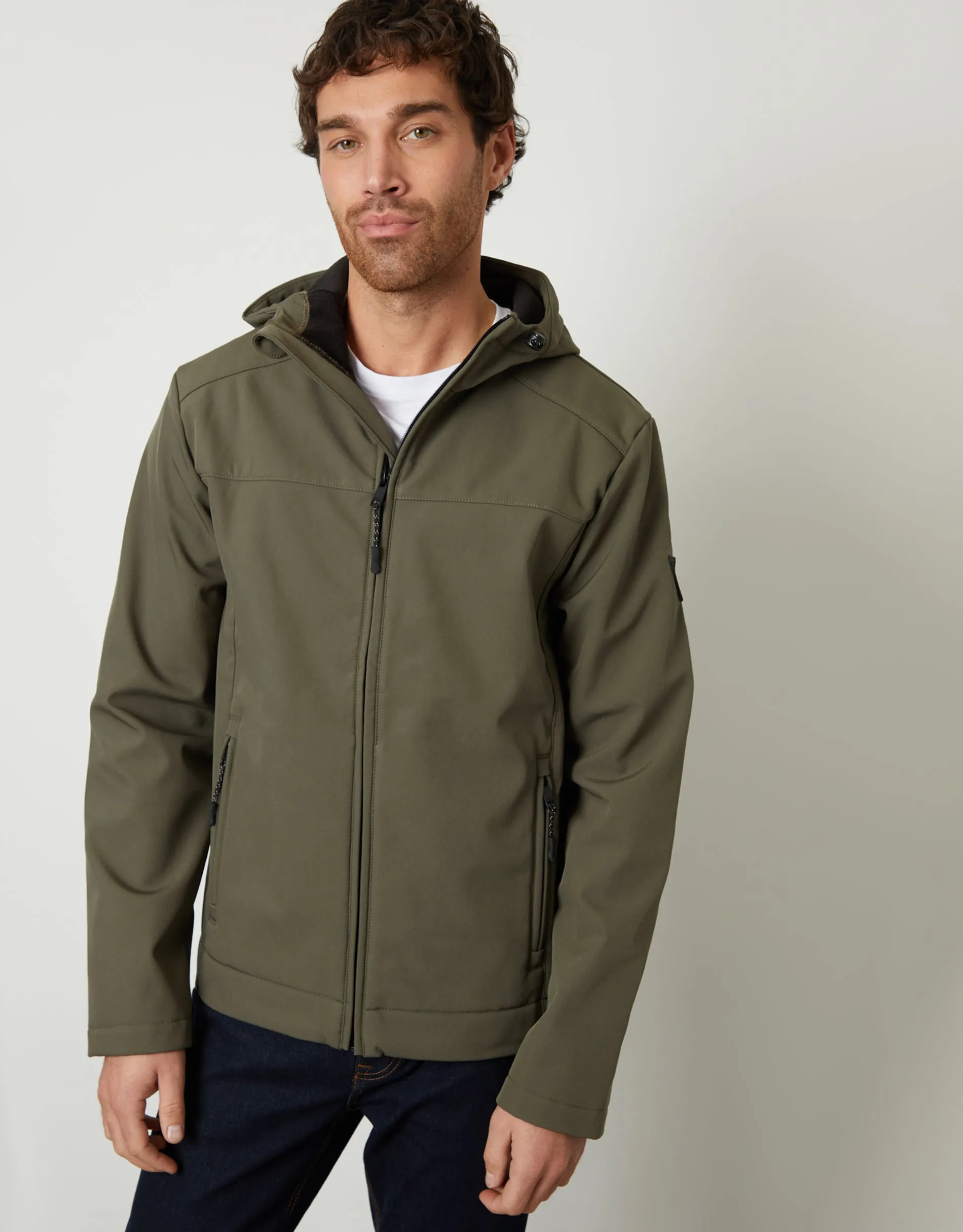 Khaki Green Fleece Lined Hooded Jacket sold by Threadbare product image thumbnail 5