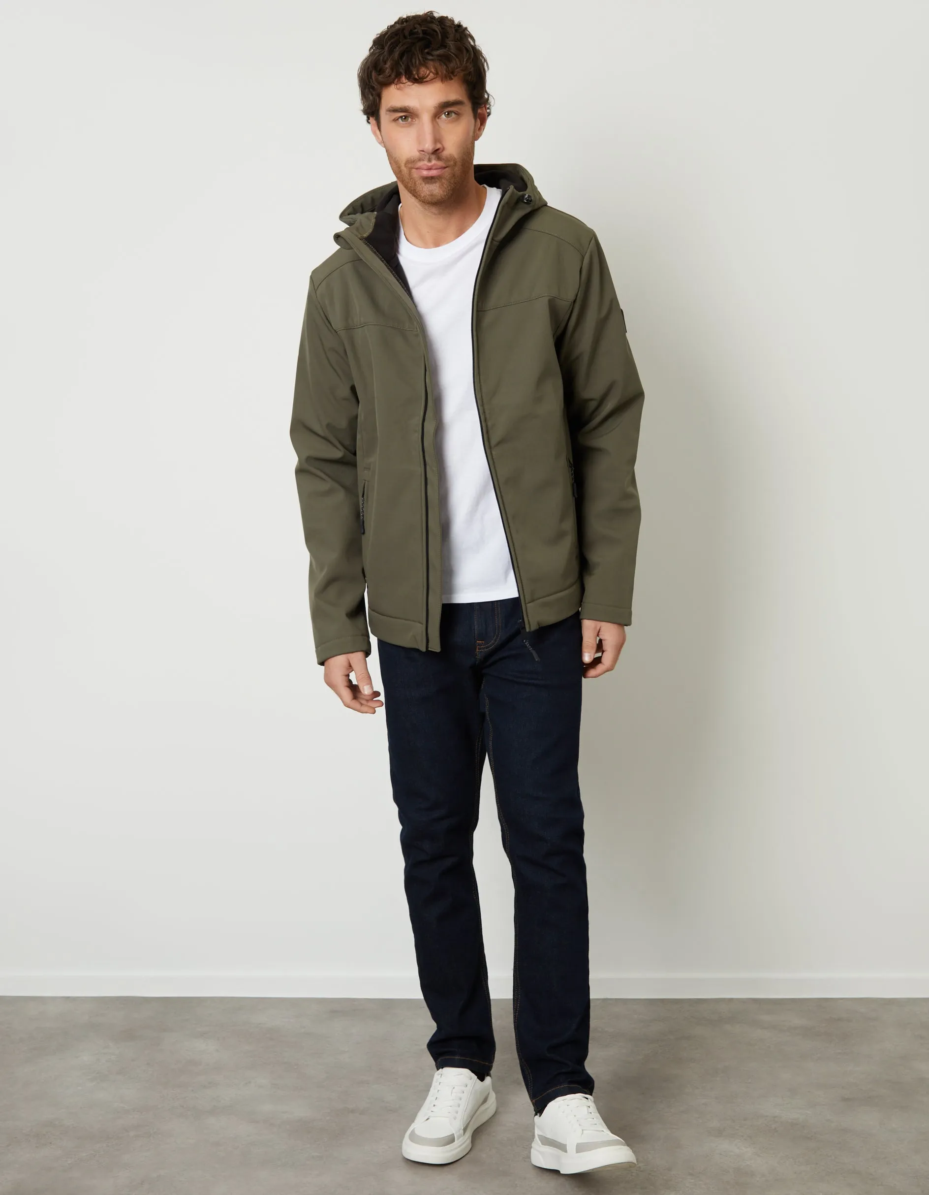 Khaki Green Fleece Lined Hooded Jacket sold by Threadbare product image thumbnail 3