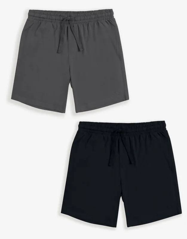 Black & Slate Grey Lounge Shorts (2 Pack) sold by Threadbare