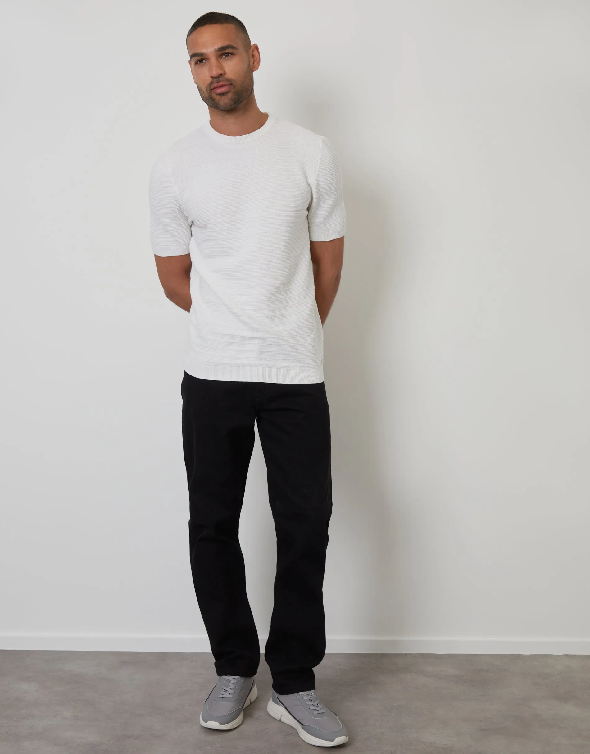 Ecru Textured Knitted T-Shirt sold by Threadbare product image thumbnail 3