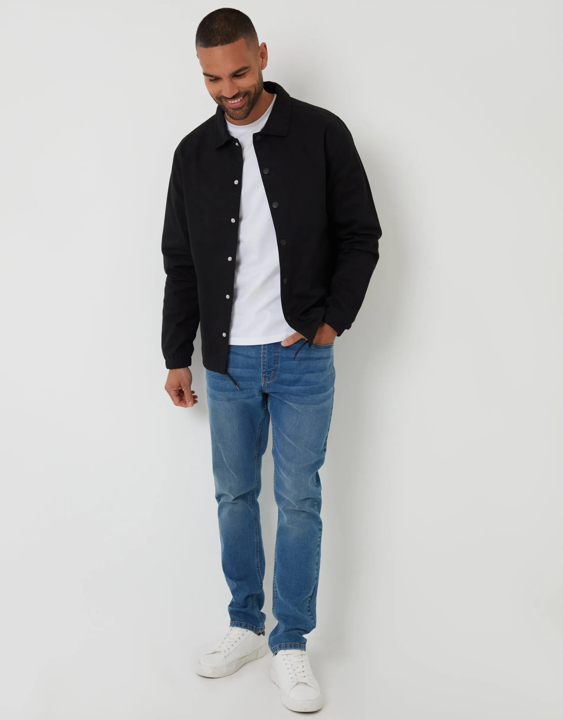 Black Cotton Twill Lightweight Collared Jacket sold by Threadbare product image thumbnail 3
